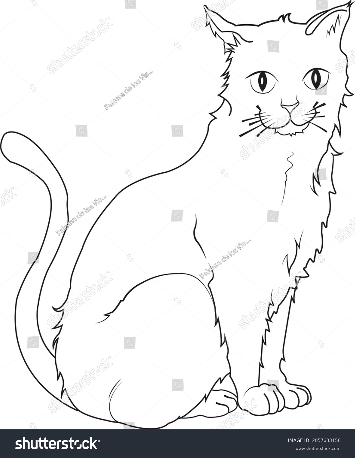 Cat Drawing Sitting Line Vector Stock Vector (Royalty Free) 2057633156 ...