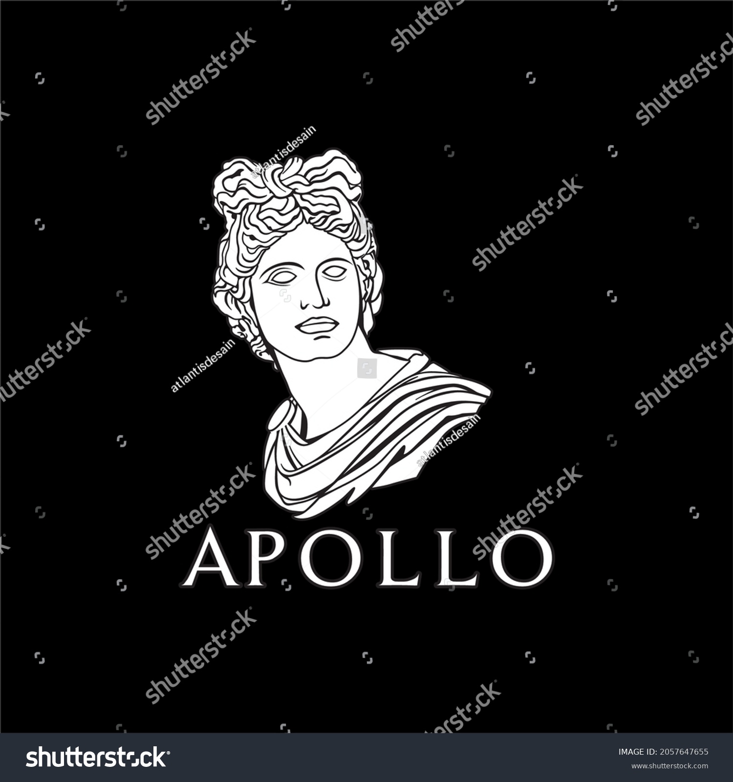 Vektor Stok Apollo Greek Roman God Sculpture Design Tanpa Royalti 2057647655 Shutterstock 0621