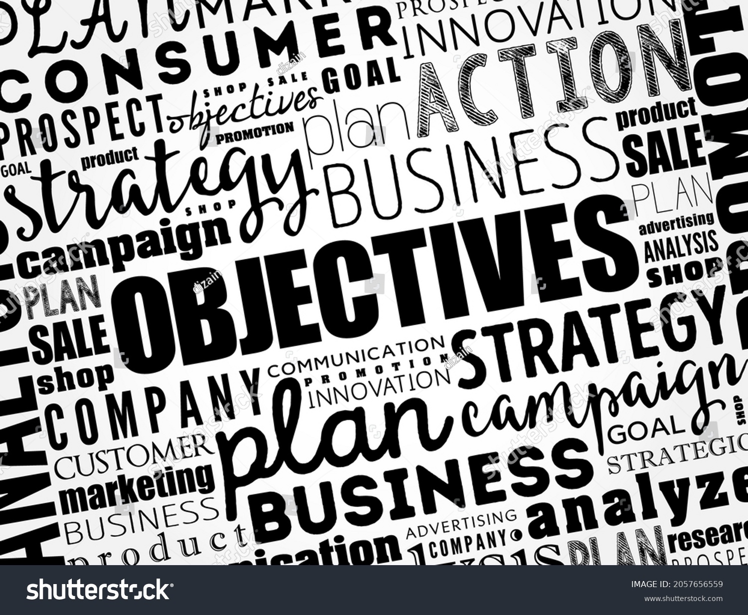 Objectives Word Cloud Collage Business Concept Stock Vector (Royalty ...