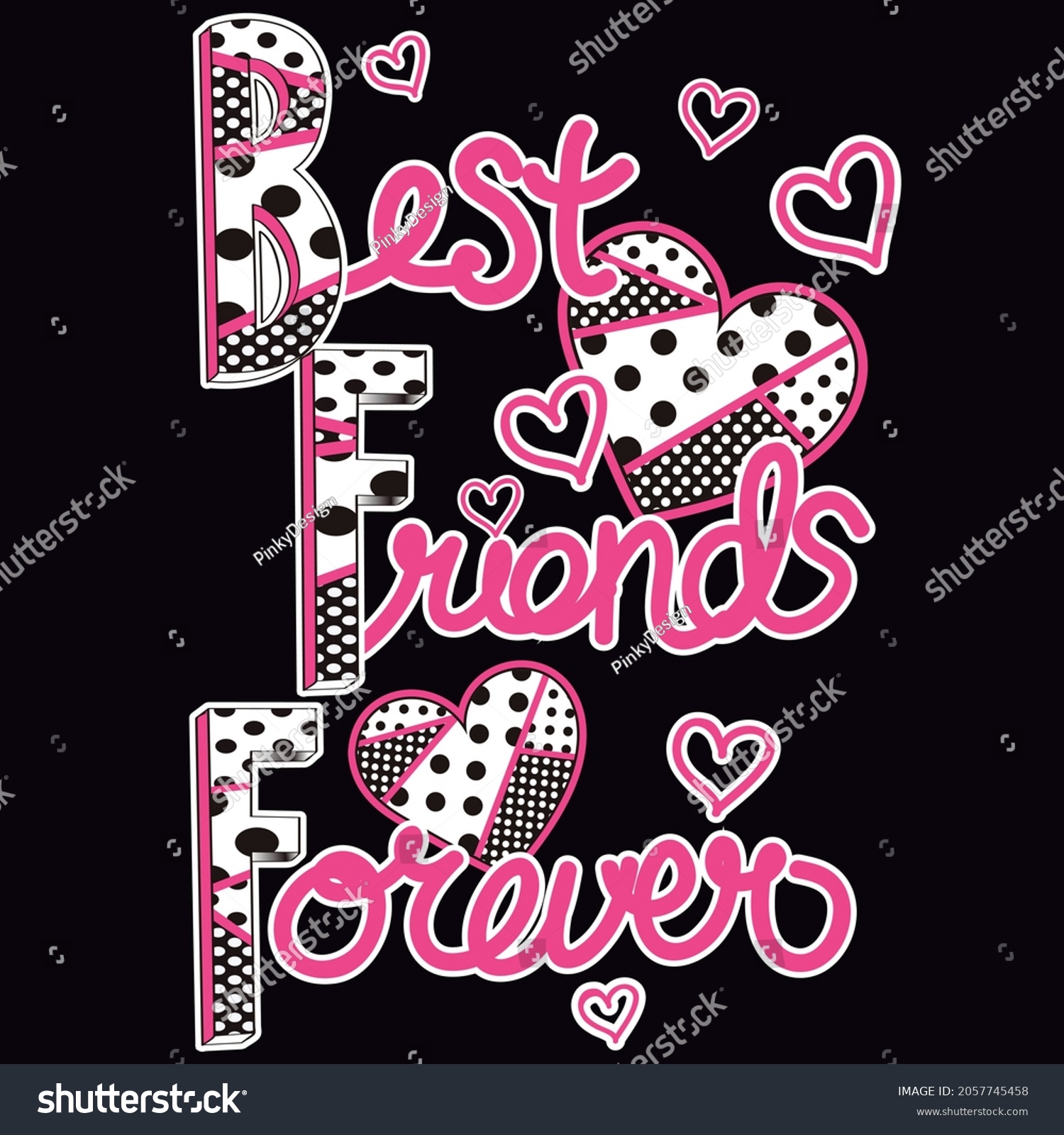 Friendship Illustration Lettering Best Friends Forever Stock Vector ...