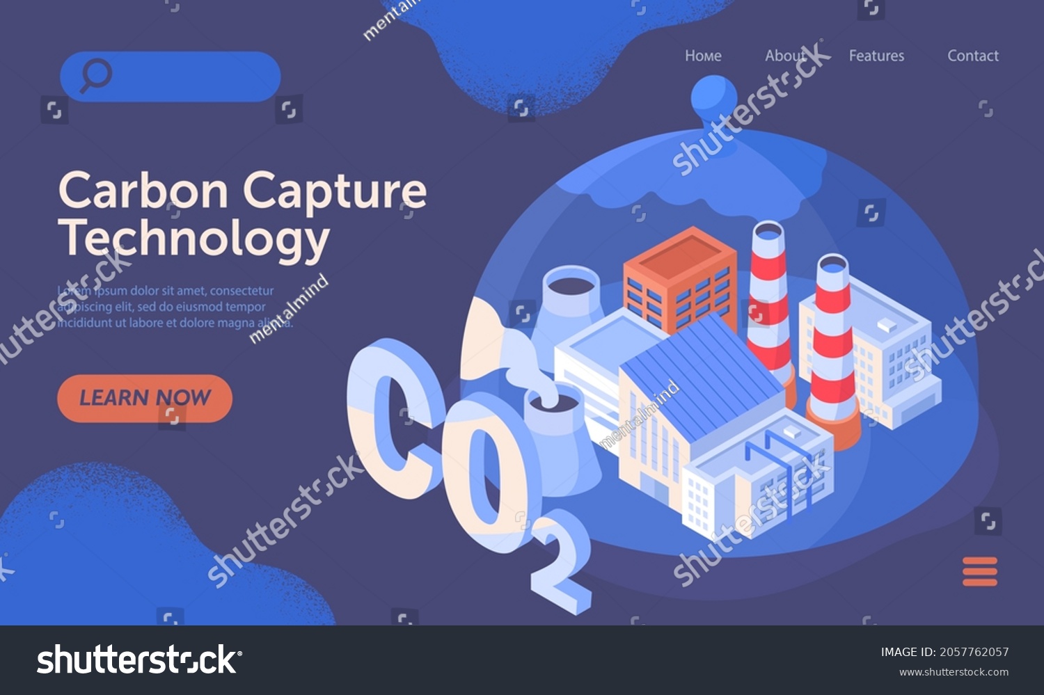 Carbon Capture Technology Research Co2 Footprint Stock Vector (Royalty ...