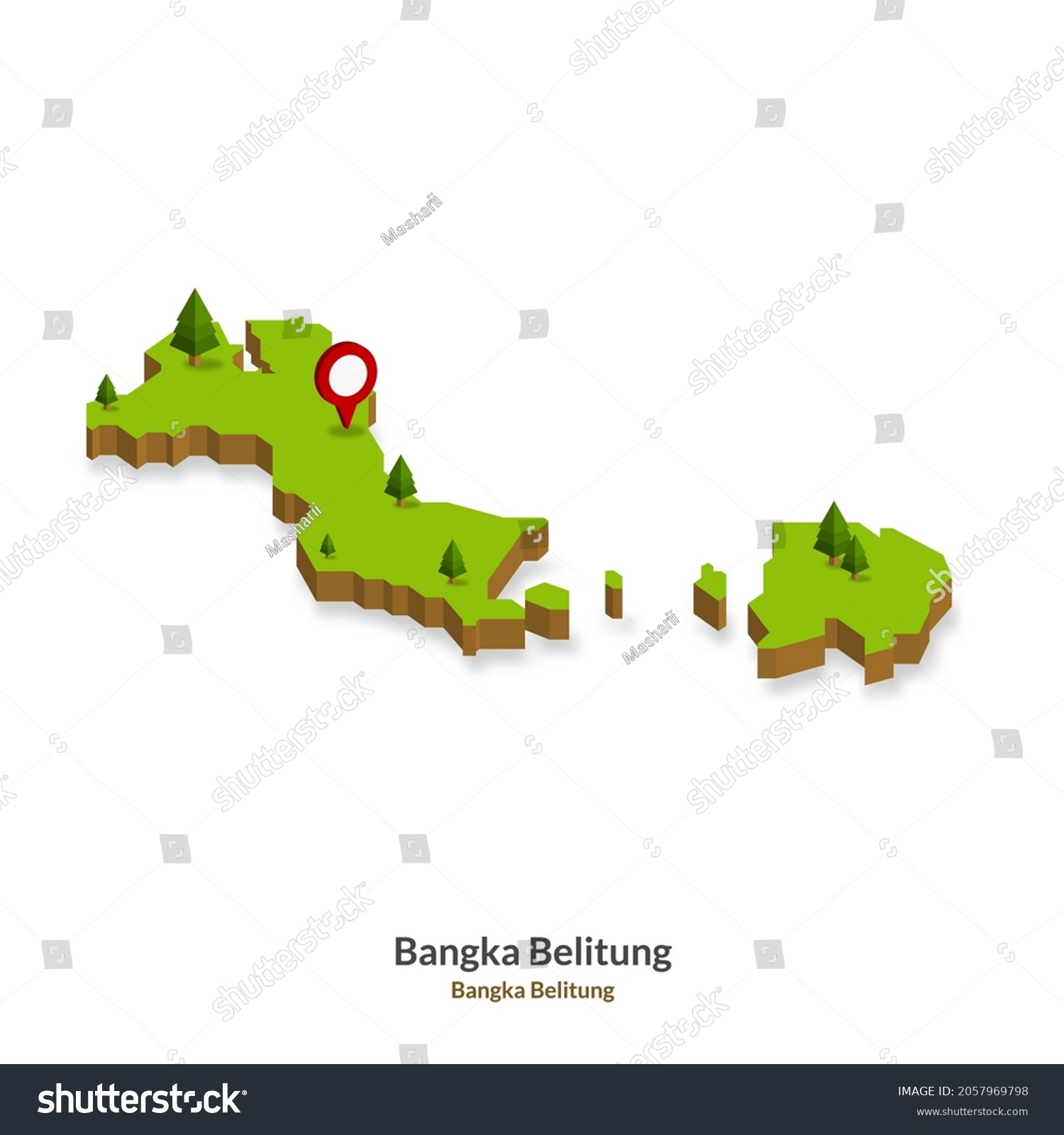 Isometric Map Bangka Belitung Province Indonesia Stock Vector (Royalty ...