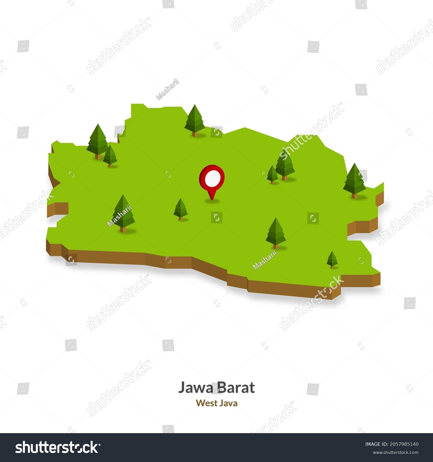 Stock Vector Isometric Map Of West Java Province Indonesia Simple D Map Vector Illustration Eps Vector 2057985140 