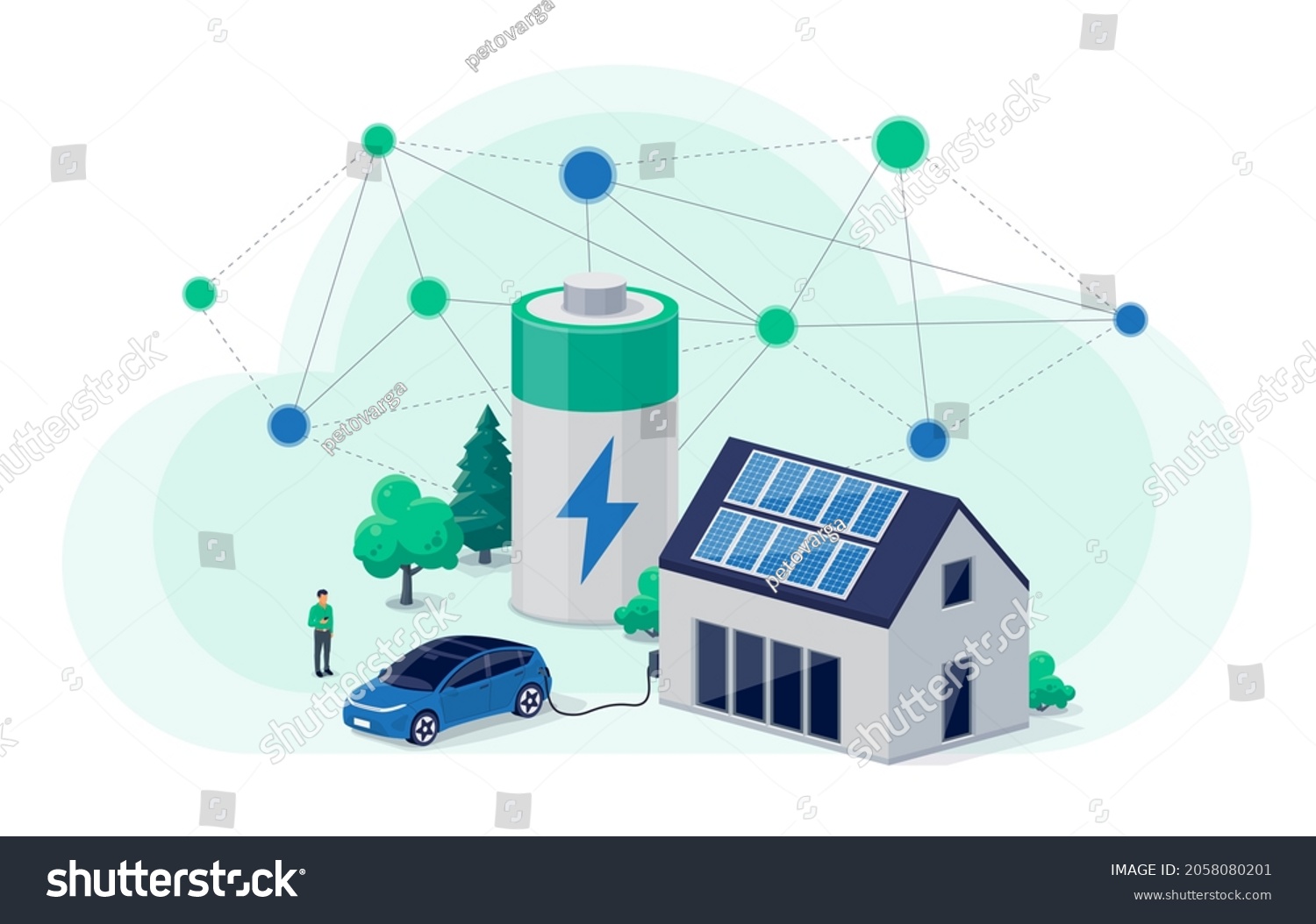 Home Virtual Battery Energy Storage House Stock Vector (Royalty Free ...