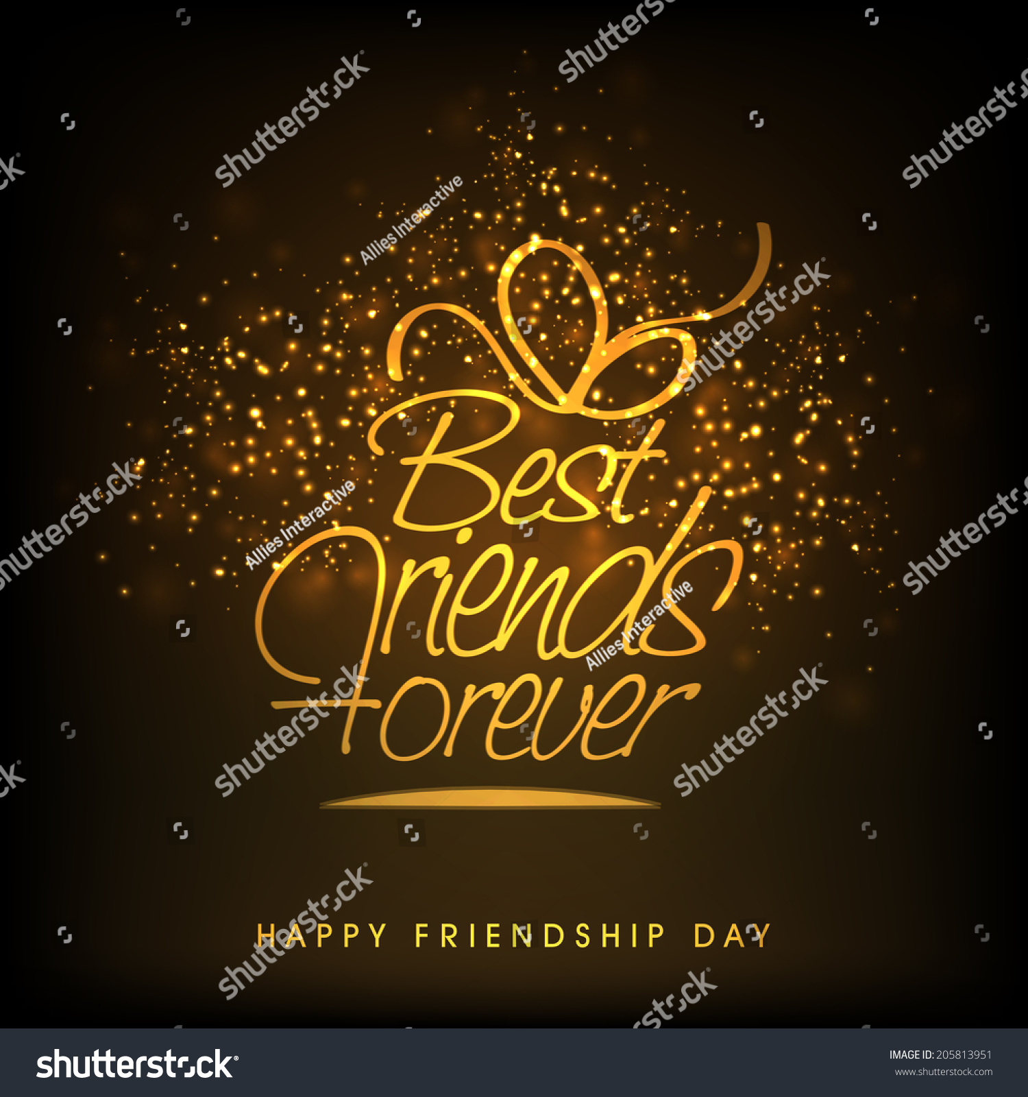 Stylish Golden Text Best Friends Forever Stock Vector (Royalty Free