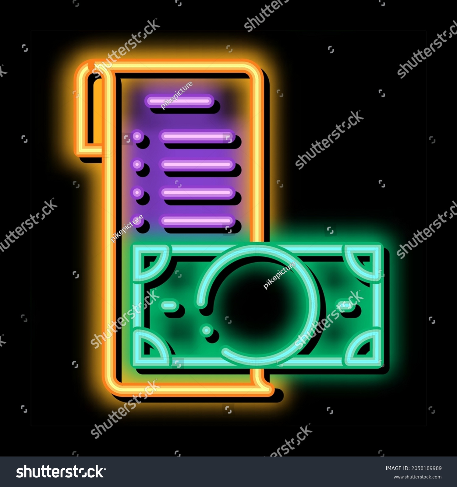 invoice-check-list-money-dollar-neon-stock-vector-royalty-free