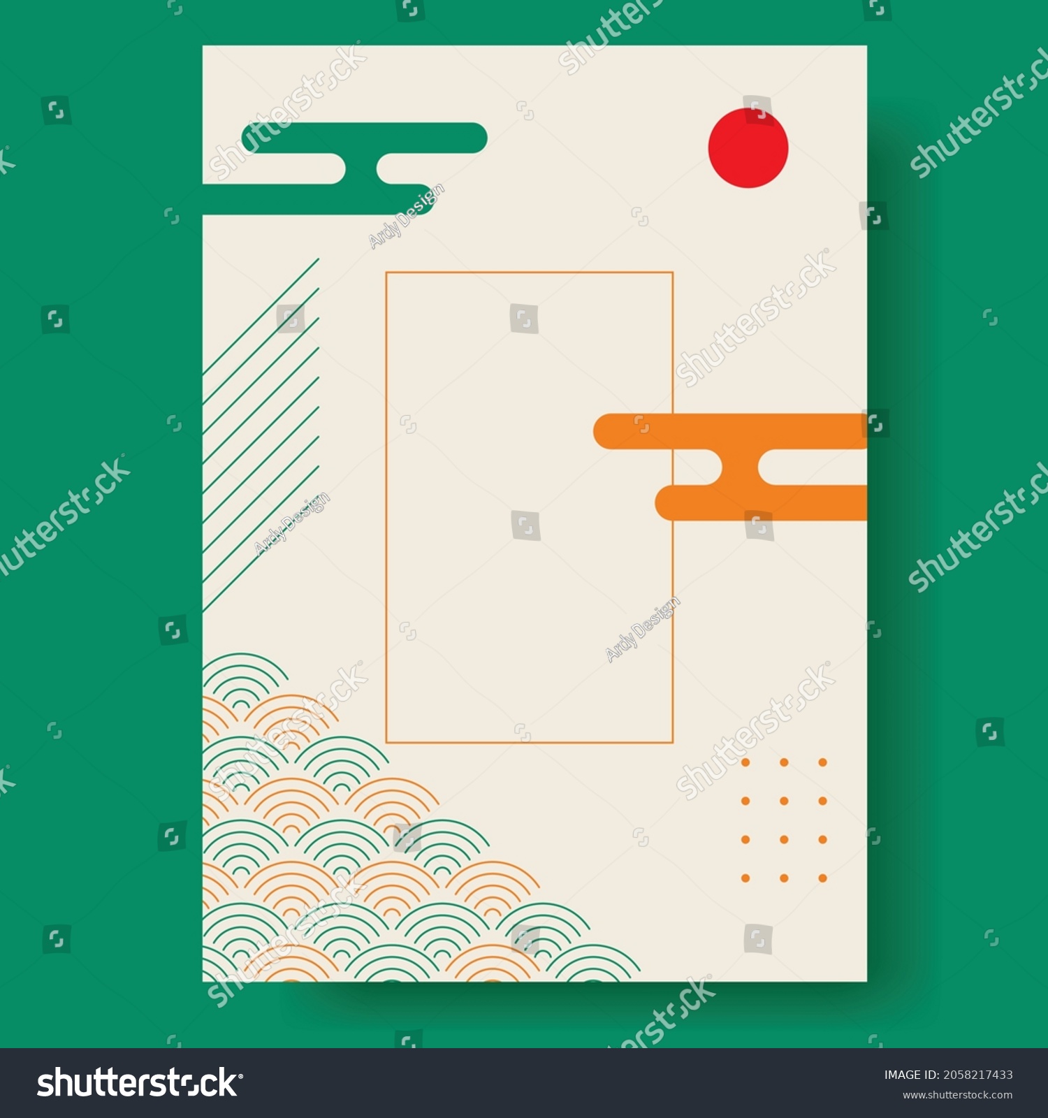 Cute Japanese Background Illustration Poster Design Stock Vector Cute Japanese Background Illustration Poster Design Stock Vector