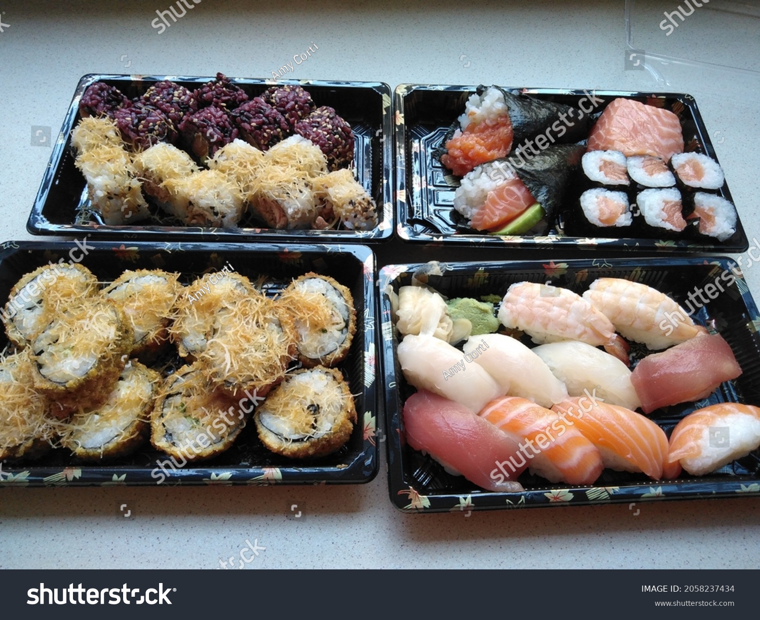 Different Types Sushi Traditional Japanese Dish Stock Photo 2058237434 ...