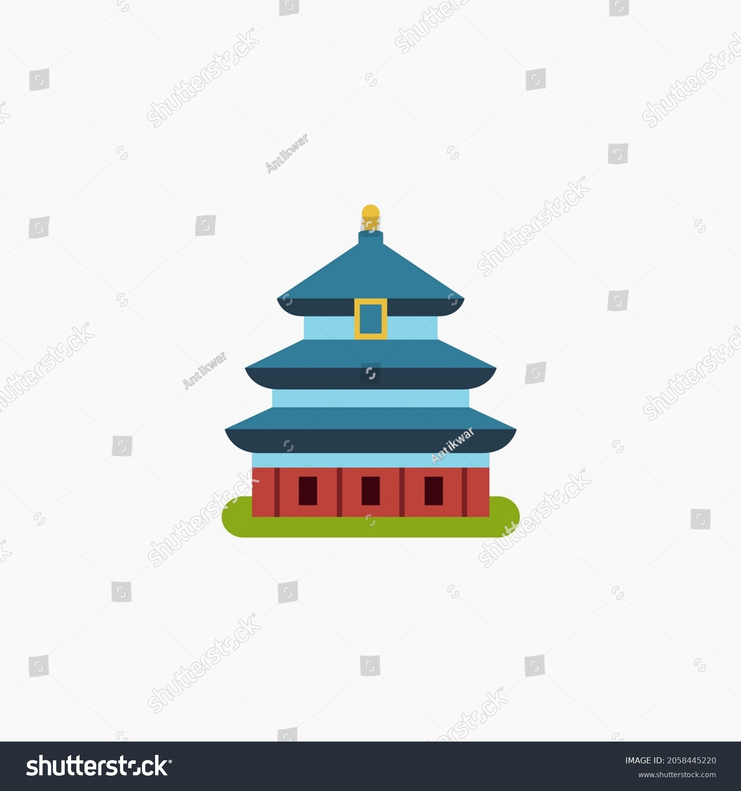 Temple Heaven Flat Vector Illustration Stock Vector (Royalty Free ...