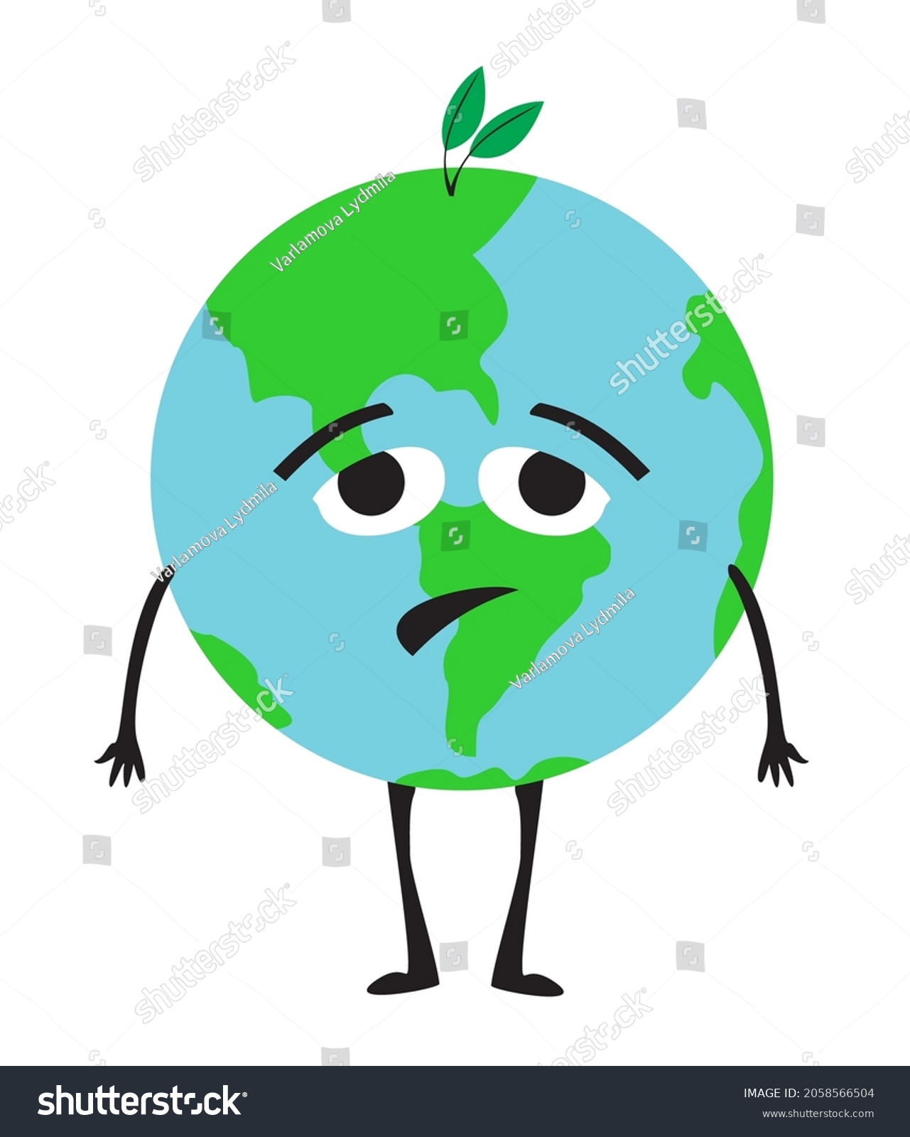 Sad Planet Earth Planet Mascot Without Stock Vector (Royalty Free ...