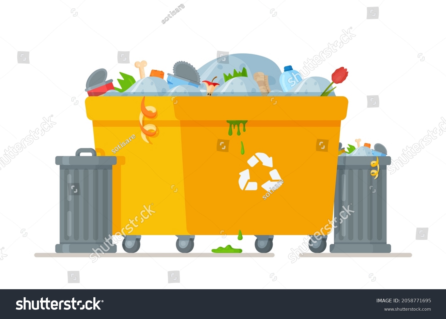 Garbage Can On Blue Background Ordering Stock Vector (Royalty Free ...