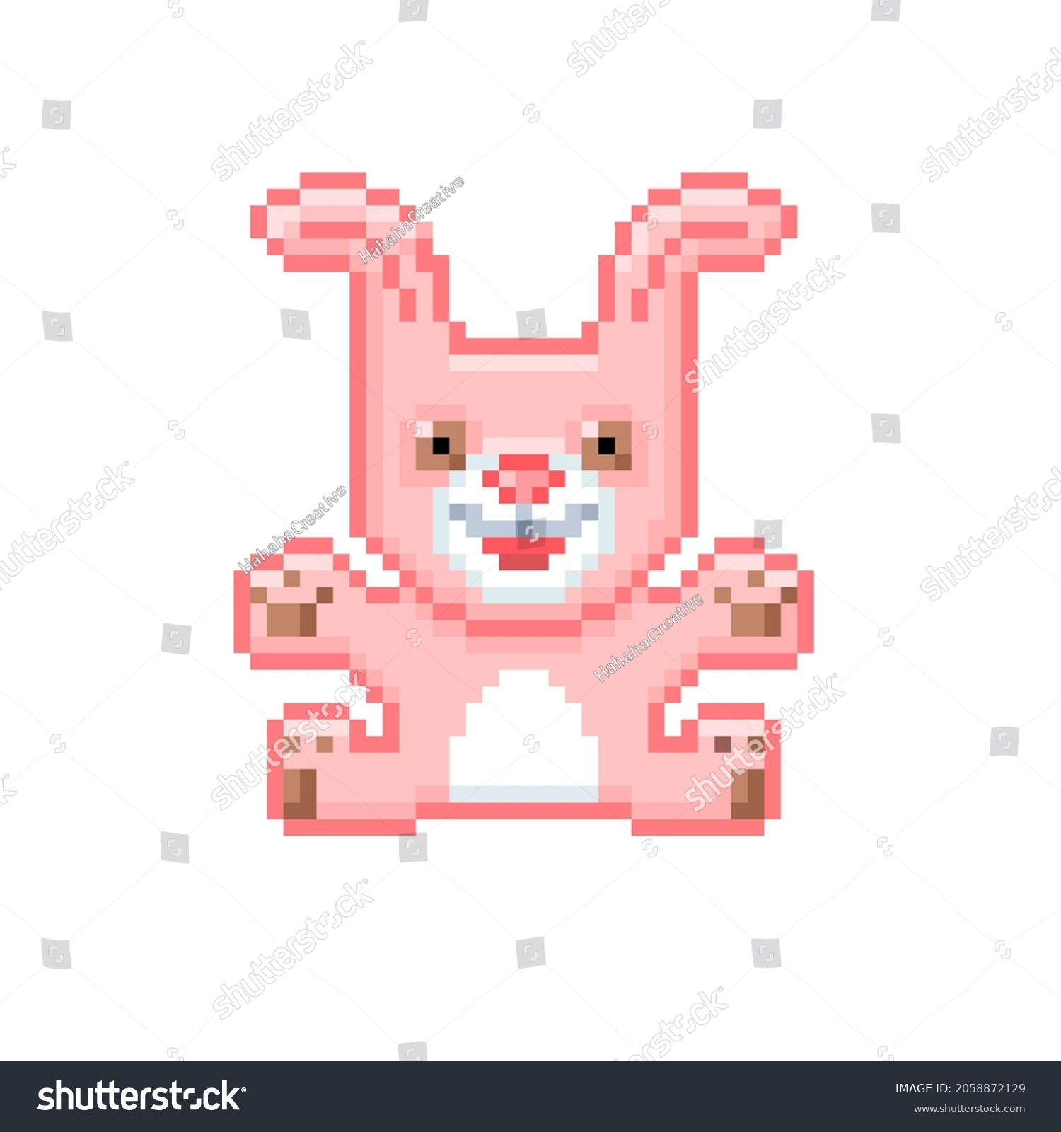 Pixel Illustration Pink Bunny Stock Illustration 2058872129 