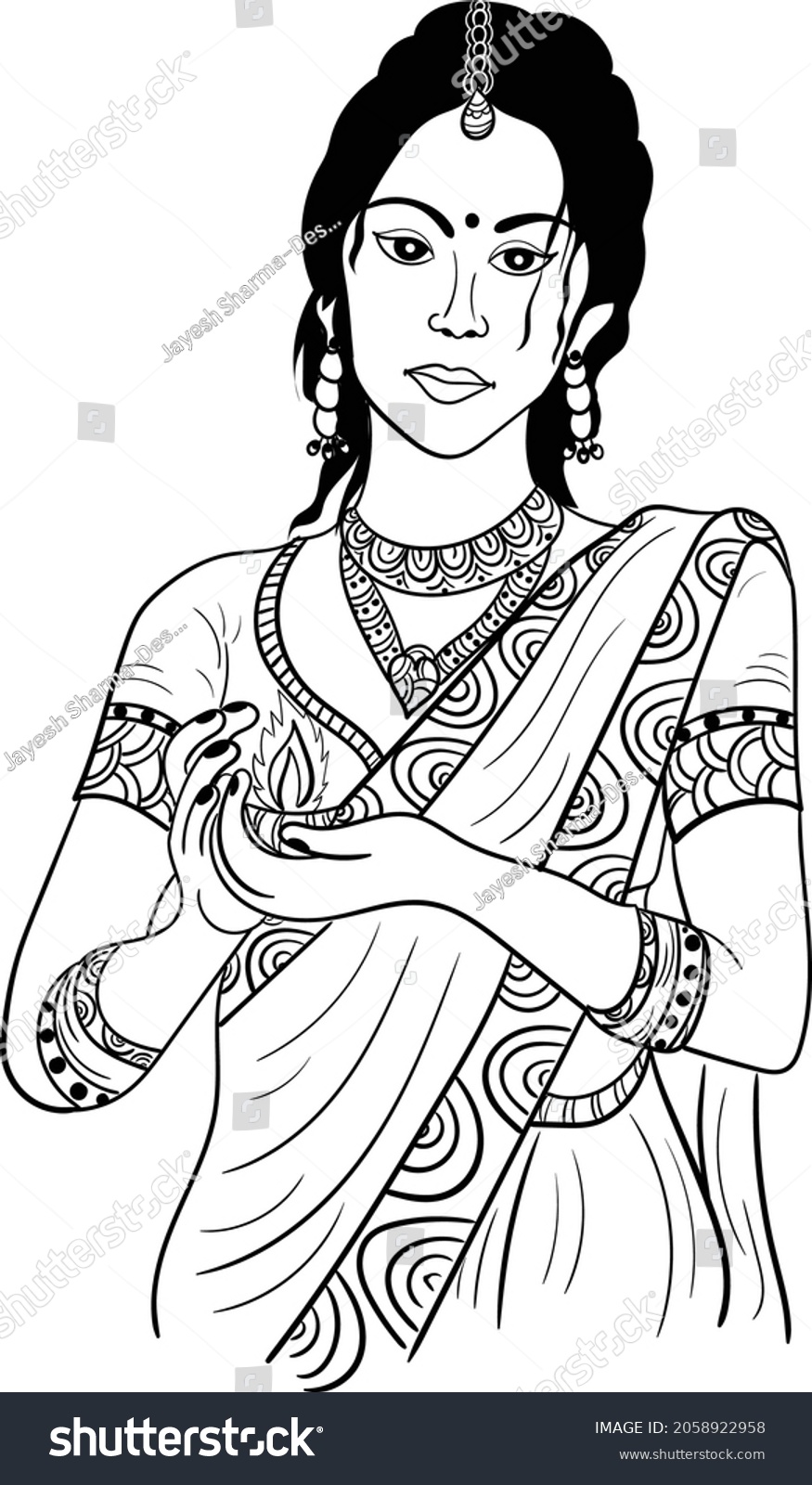 Indian Bride Diyalamp Her Hand Symbol Stock Vector (Royalty Free ...