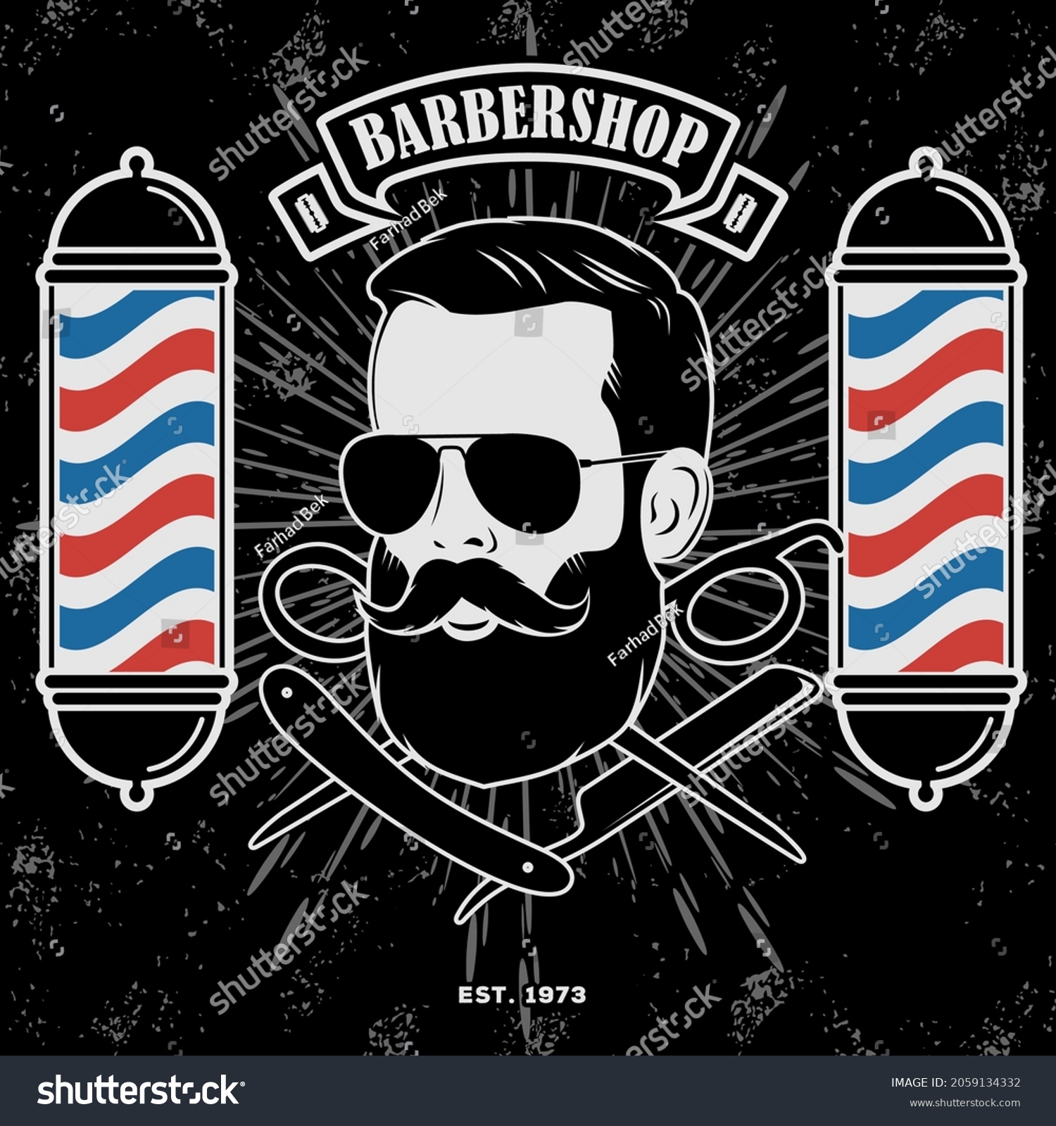 Barbershop Logo Poster Banner Design Concept Stock Vector (Royalty Free ...