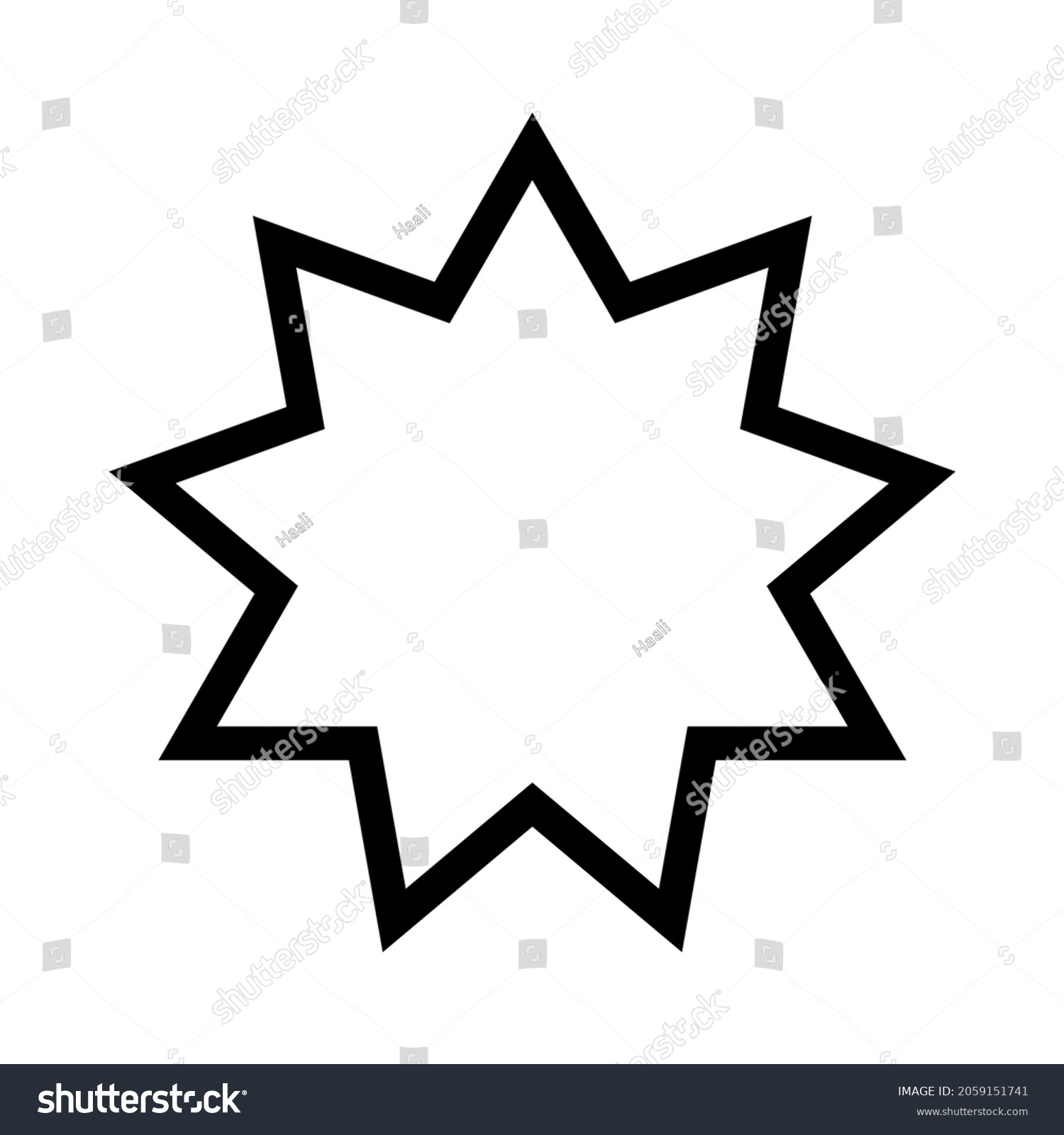 Bahai Star Black Linear Bahai Symbol Stock Vector (Royalty Free ...