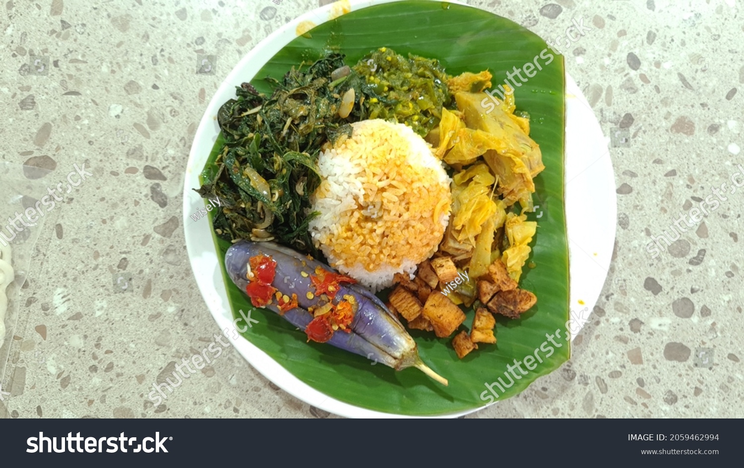 Nasi Kapau Eggplant Chilli Balado Cassava Stock Photo 2059462994 ...