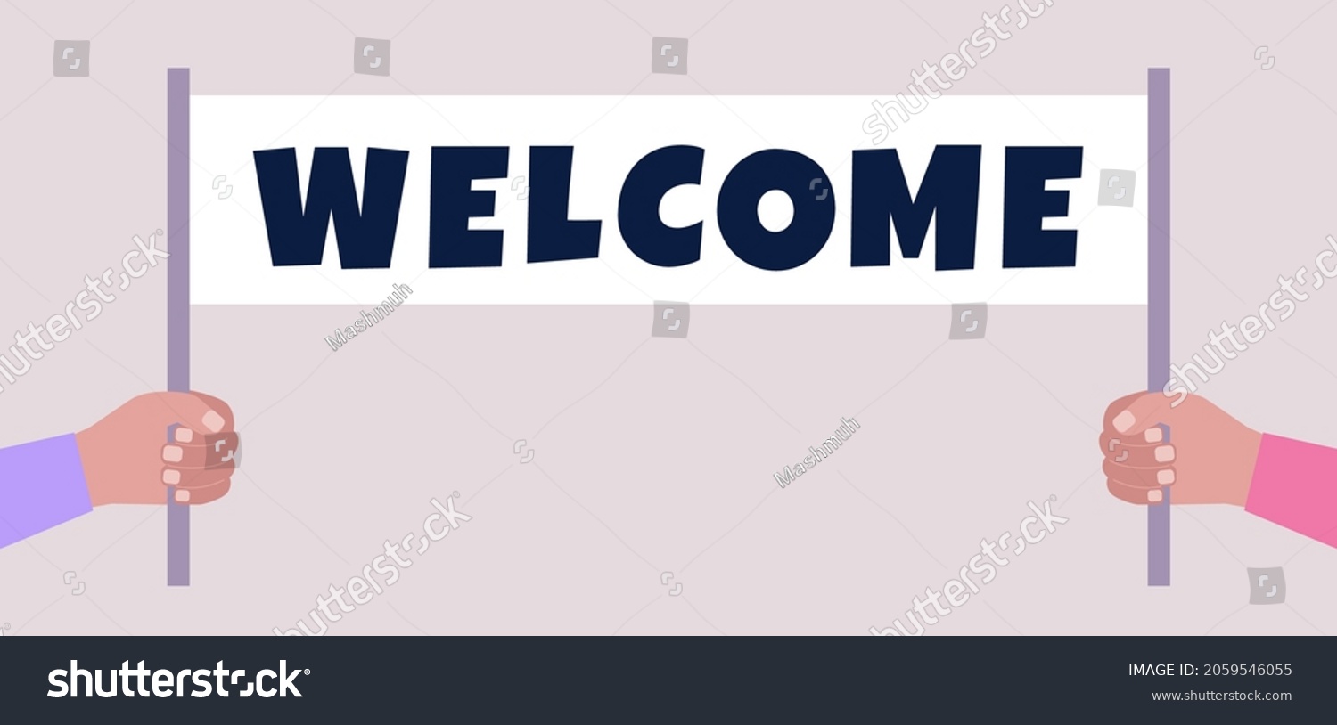 Welcome Concept Hands Hold Welcome Banner Stock Vector (Royalty Free ...