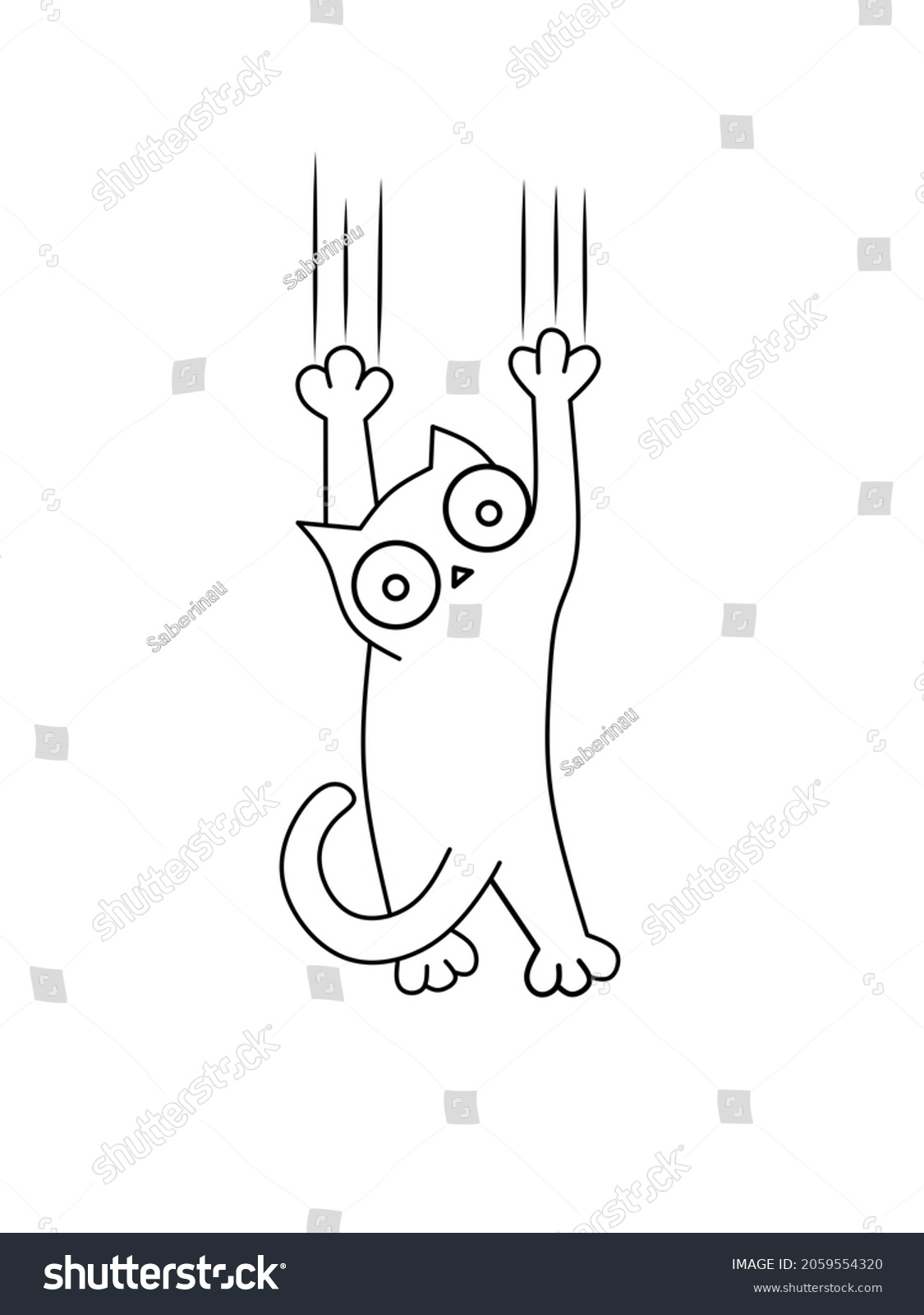 Simple Drawing Falling Cat White Background Stock Illustration ...