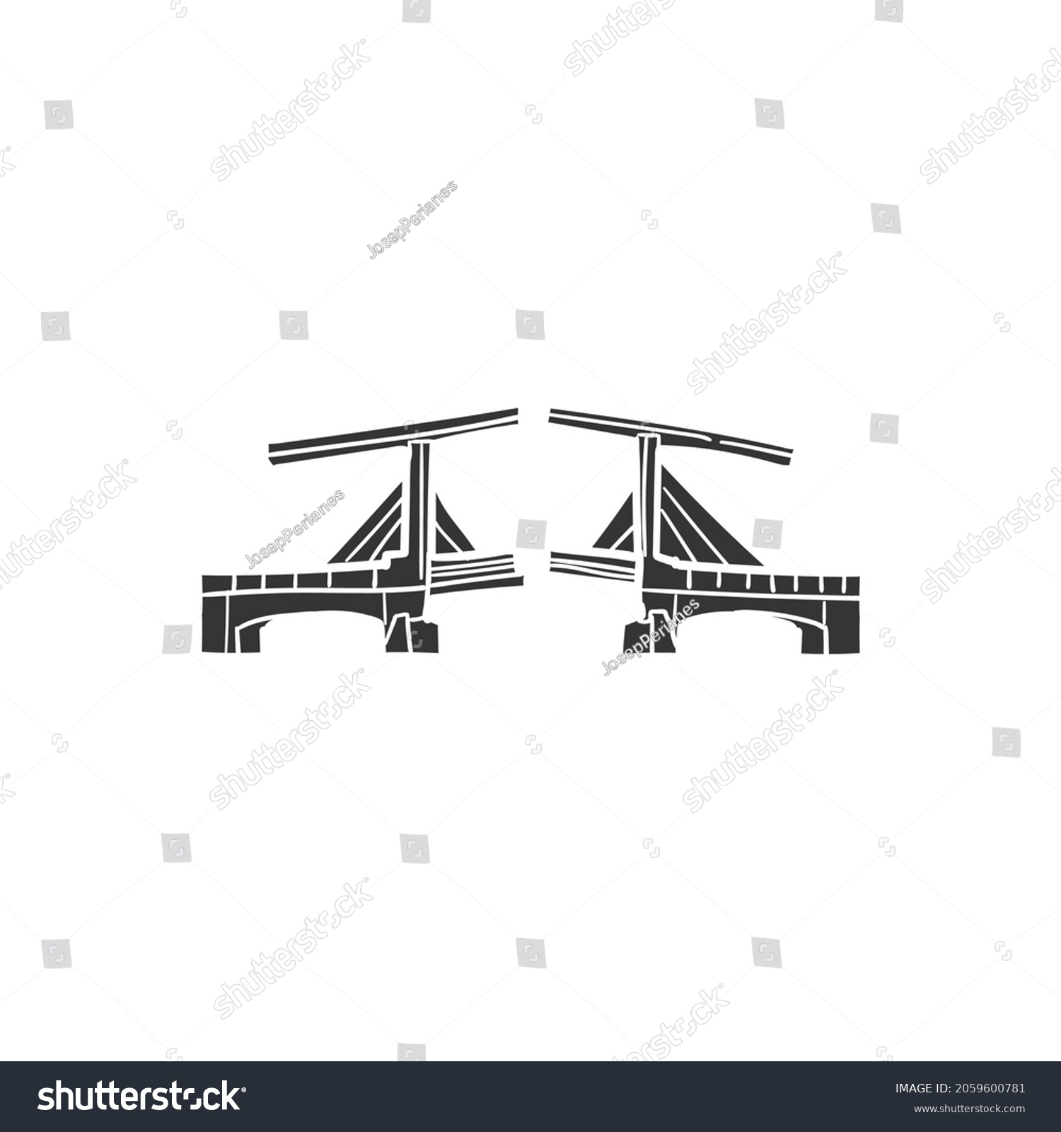 Holland Bridge Icon Silhouette Illustration Netherlands Stock Vector ...