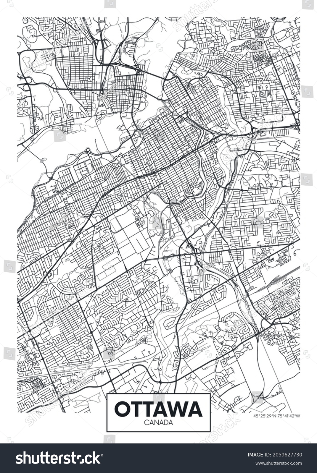 City Map Ottawa Travel Vector Poster Stock Vector Royalty Free   Stock Vector City Map Ottawa Travel Vector Poster Design 2059627730 