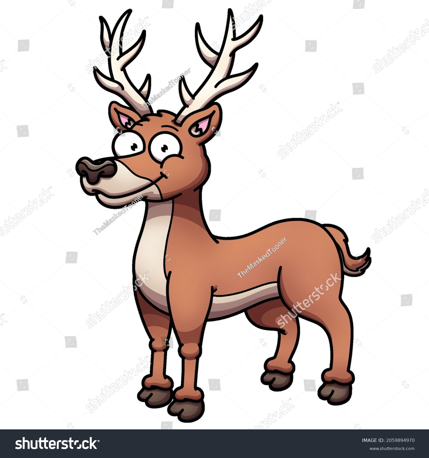 Happy Cartoon Male Deer Vector Illustration Stock Vector (Royalty Free ...