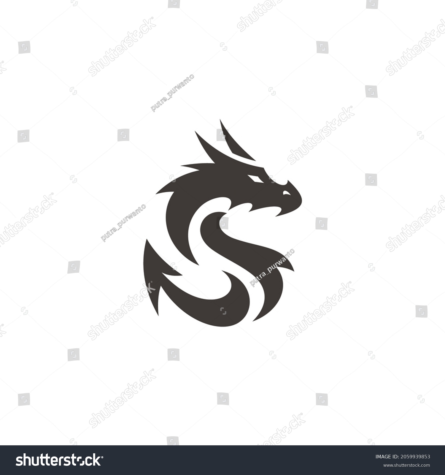 Flat Dragon Silhouette Dragon Illustration Vector Stock Vector (Royalty ...