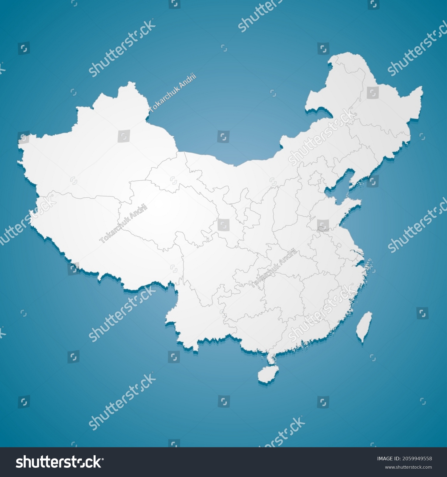 Detailed Vector Map China Divided On Stock Vector (Royalty Free ...