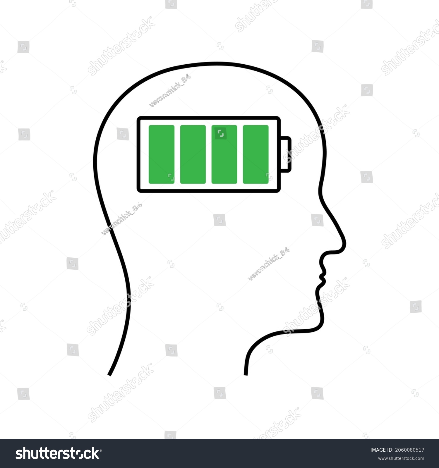 Humen Head Battery Icon Vector Stock Vector (Royalty Free) 2060080517 ...