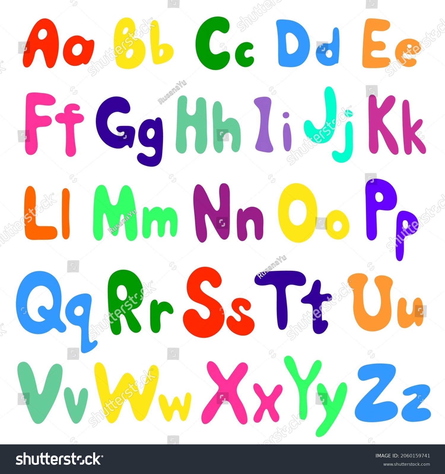 Alphabet Vector Illustration Hand Drawn Colorful Stock Vector (Royalty ...