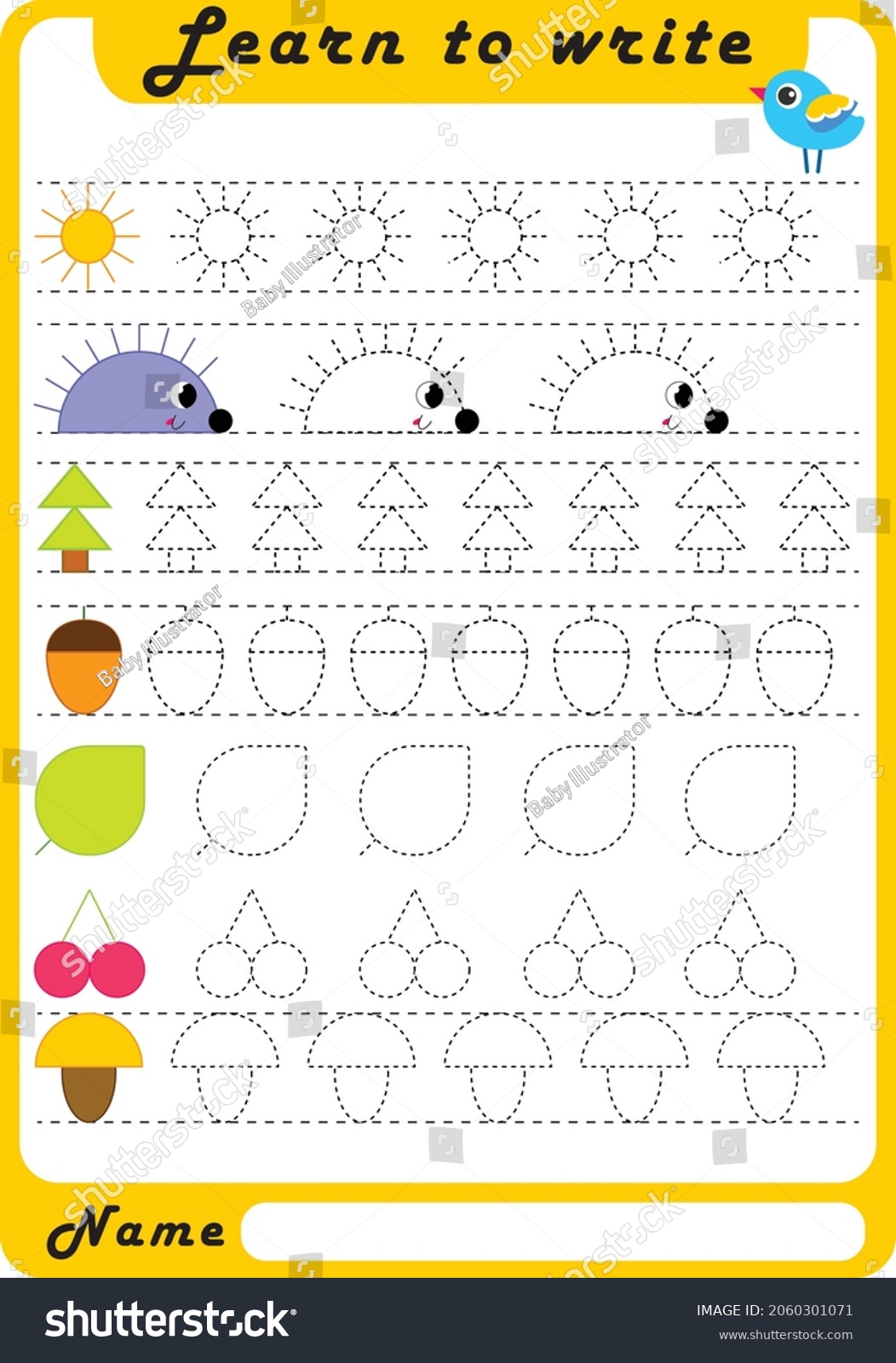 Preschool Fine Motor Worksheet Dotted Lines Stock Vector (Royalty Free ...