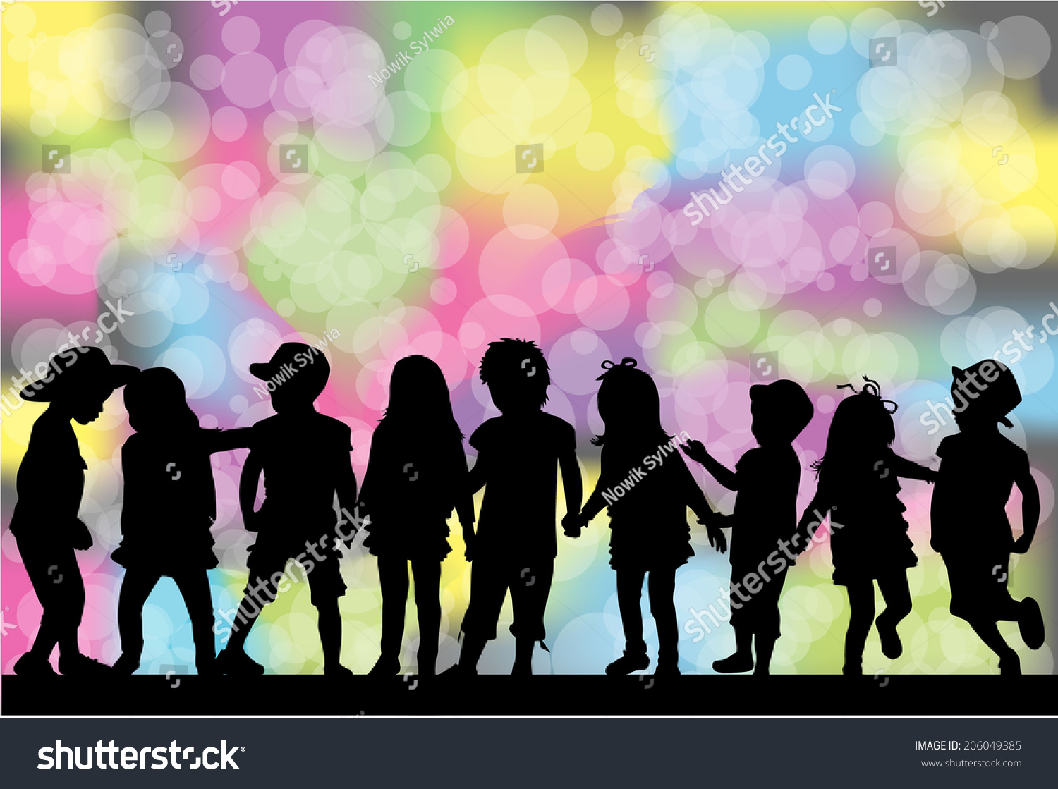 Children Silhouette Stock Vector (Royalty Free) 206049385 | Shutterstock