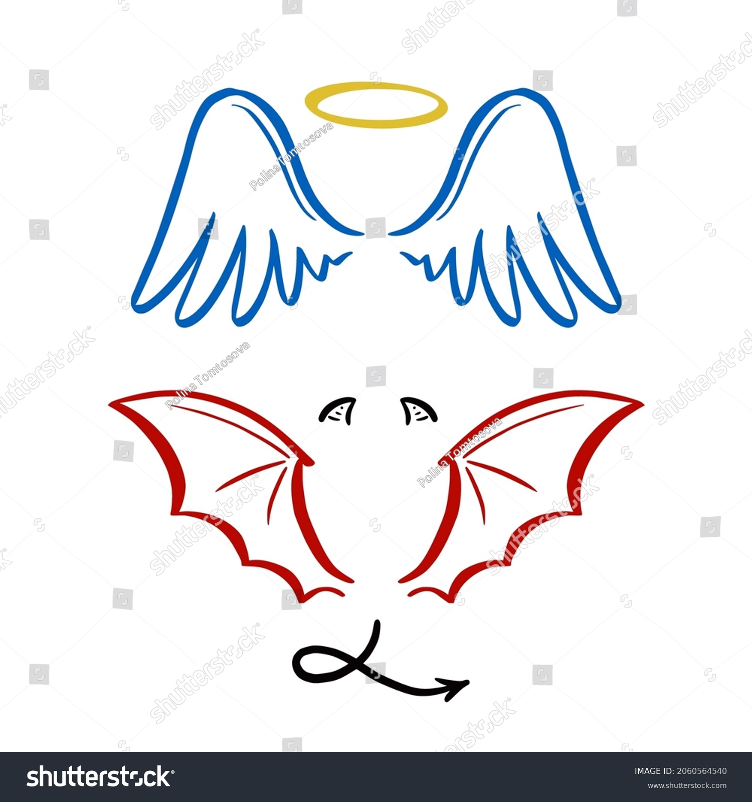 Angel Devil Stylized Vector Illustration Angel Stock Vector (Royalty ...