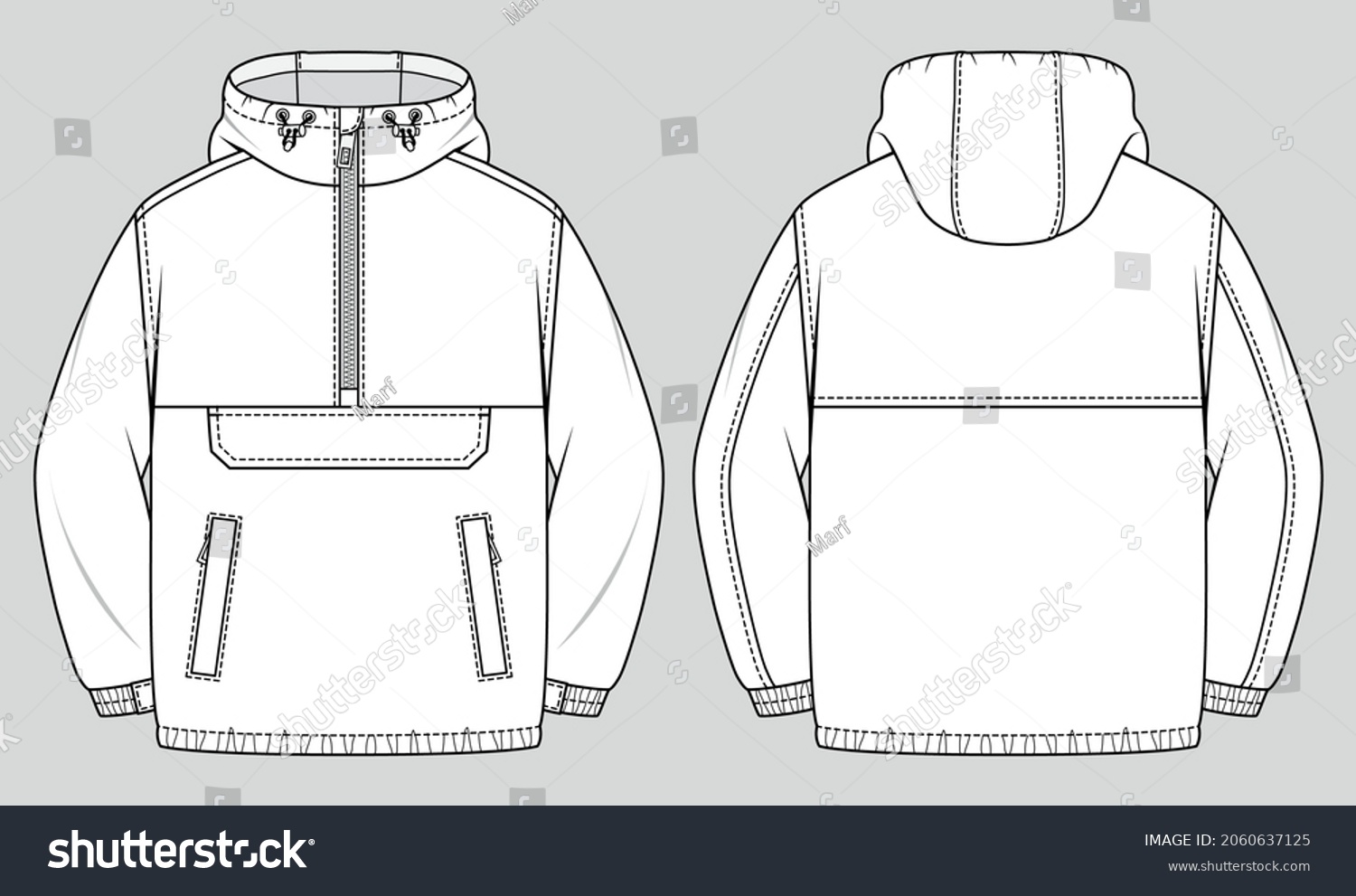 Anorak Jacket Unisex Oversized Coat Hood Stock Vector (Royalty Free