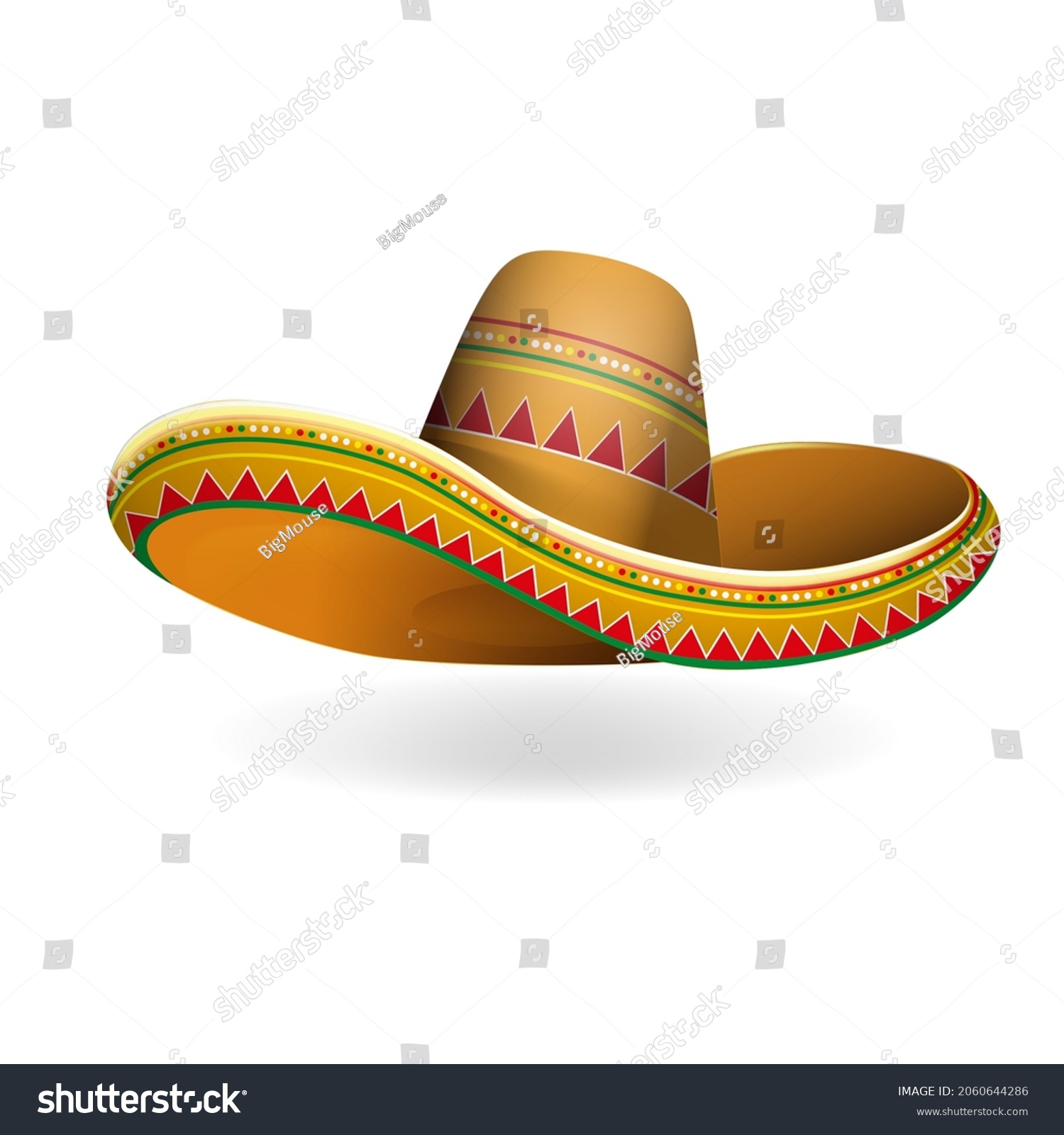 Realistic Detailed 3d Mexican Sombrero Hat Stock Vector (Royalty Free ...