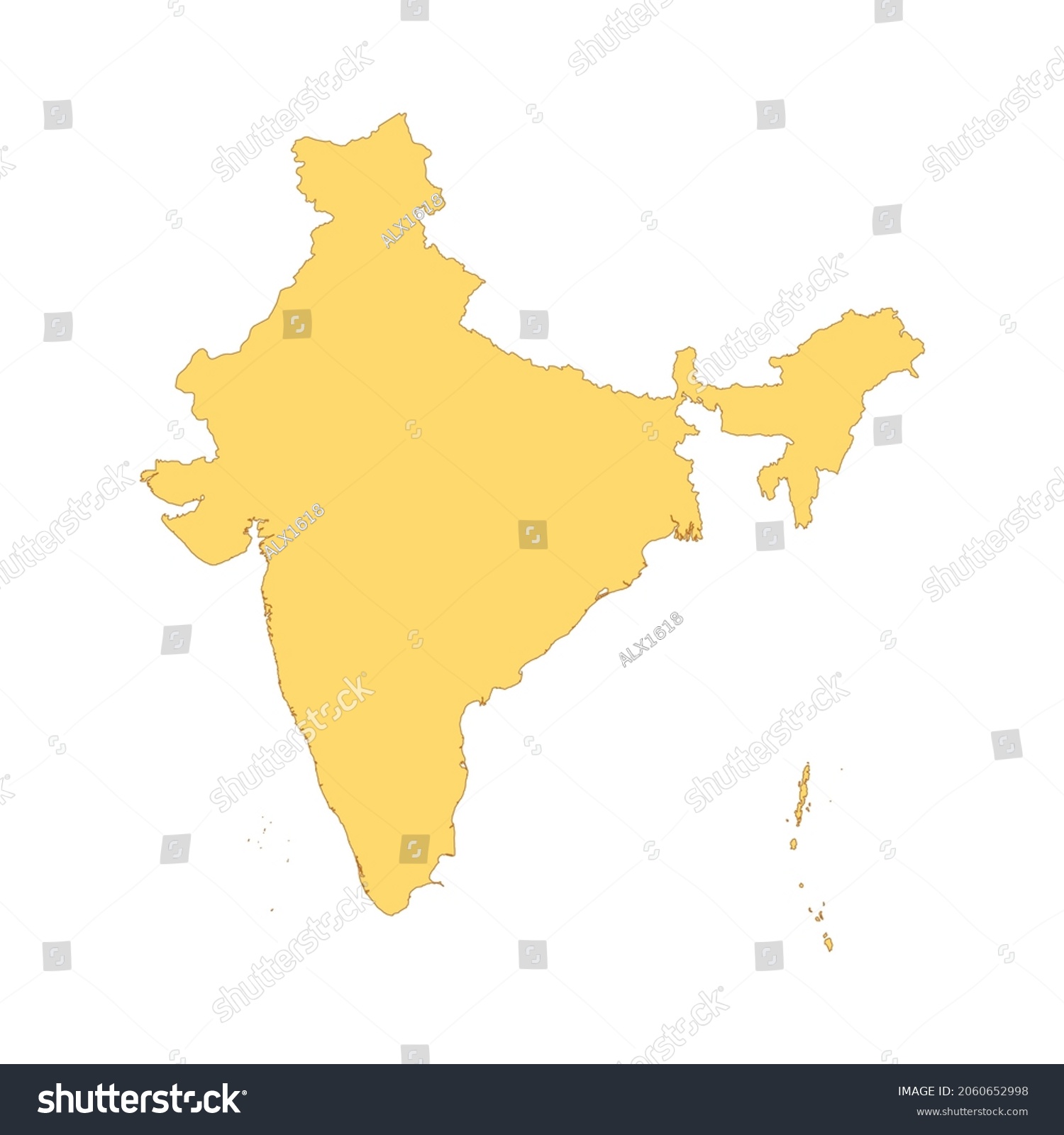 India Map Color Line Element Border Stock Vector (royalty Free 