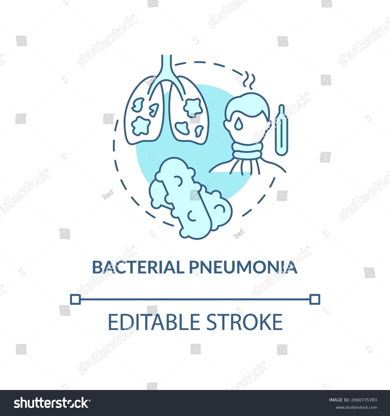 Bacterial Pneumonia Blue Concept Icon Pulmonary Stock Vector (Royalty ...