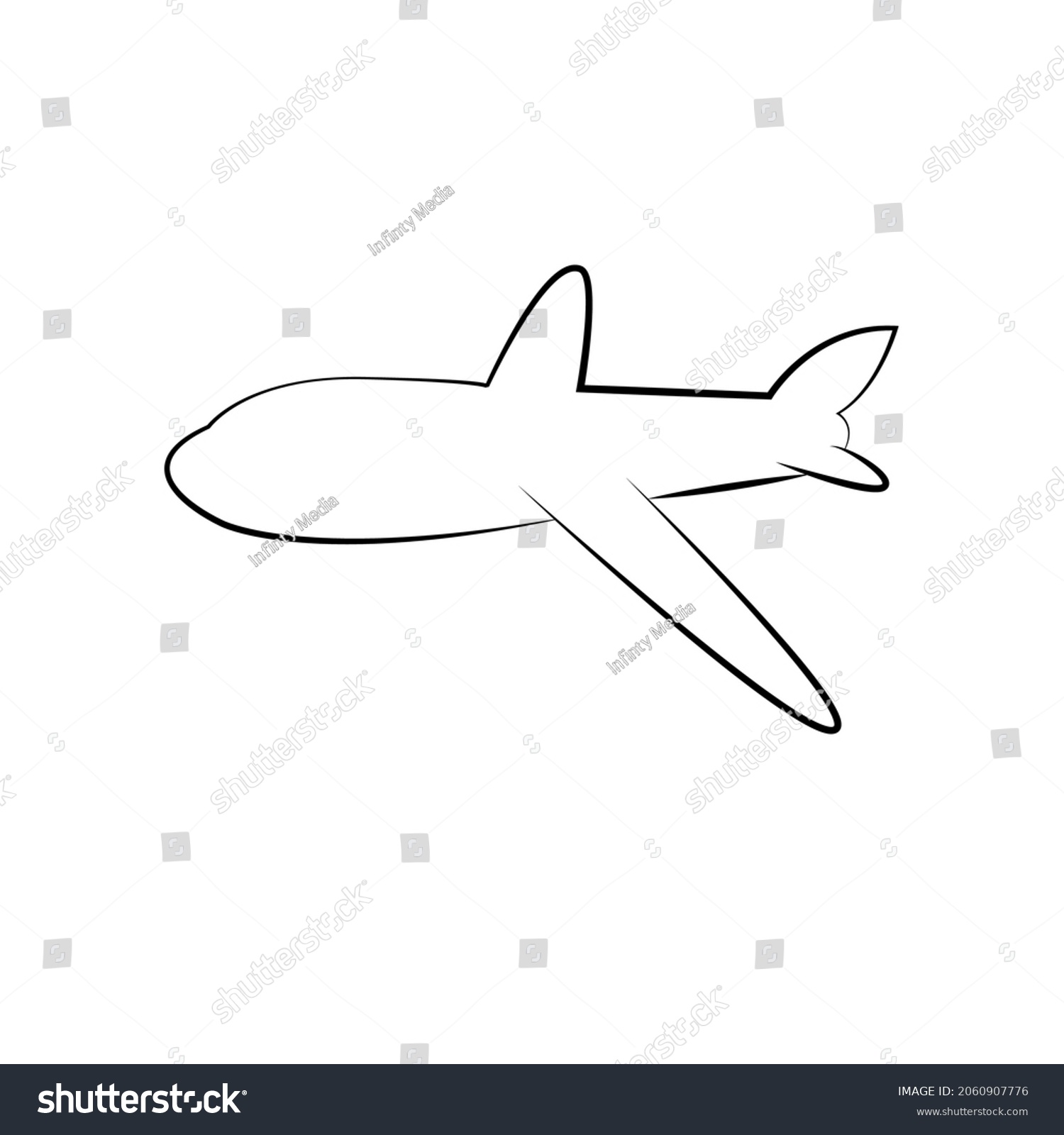 Plane Line Art Isolated White Background Stock Vector (Royalty Free ...