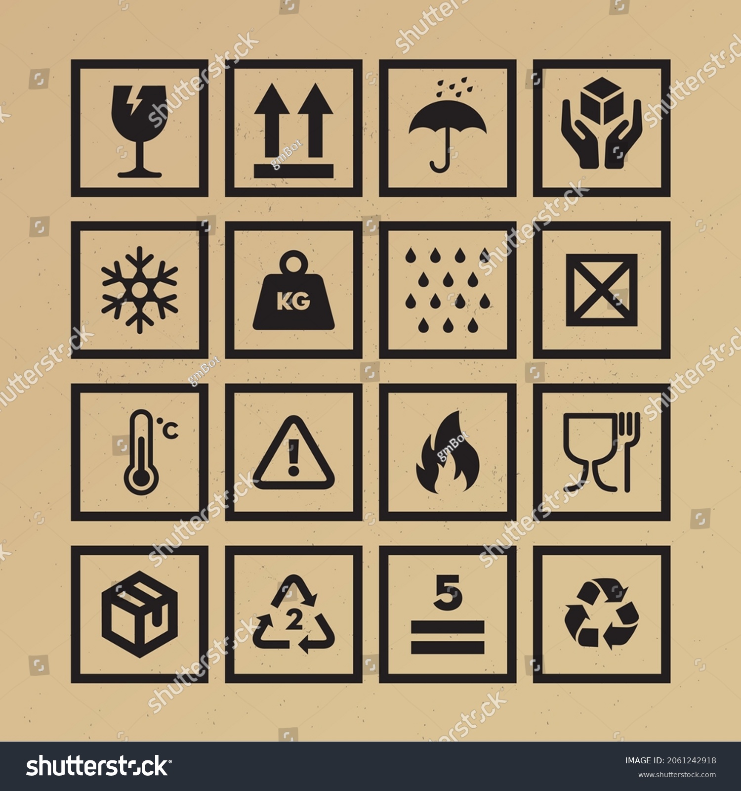 Handling Packing Icon Set Including Fragile Stock Vector (Royalty Free ...