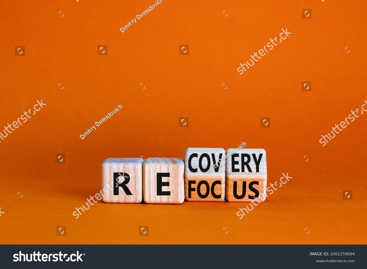 Refocus Recovery Symbol Businessman Turned Cubes Stock Photo 2061259694 ...