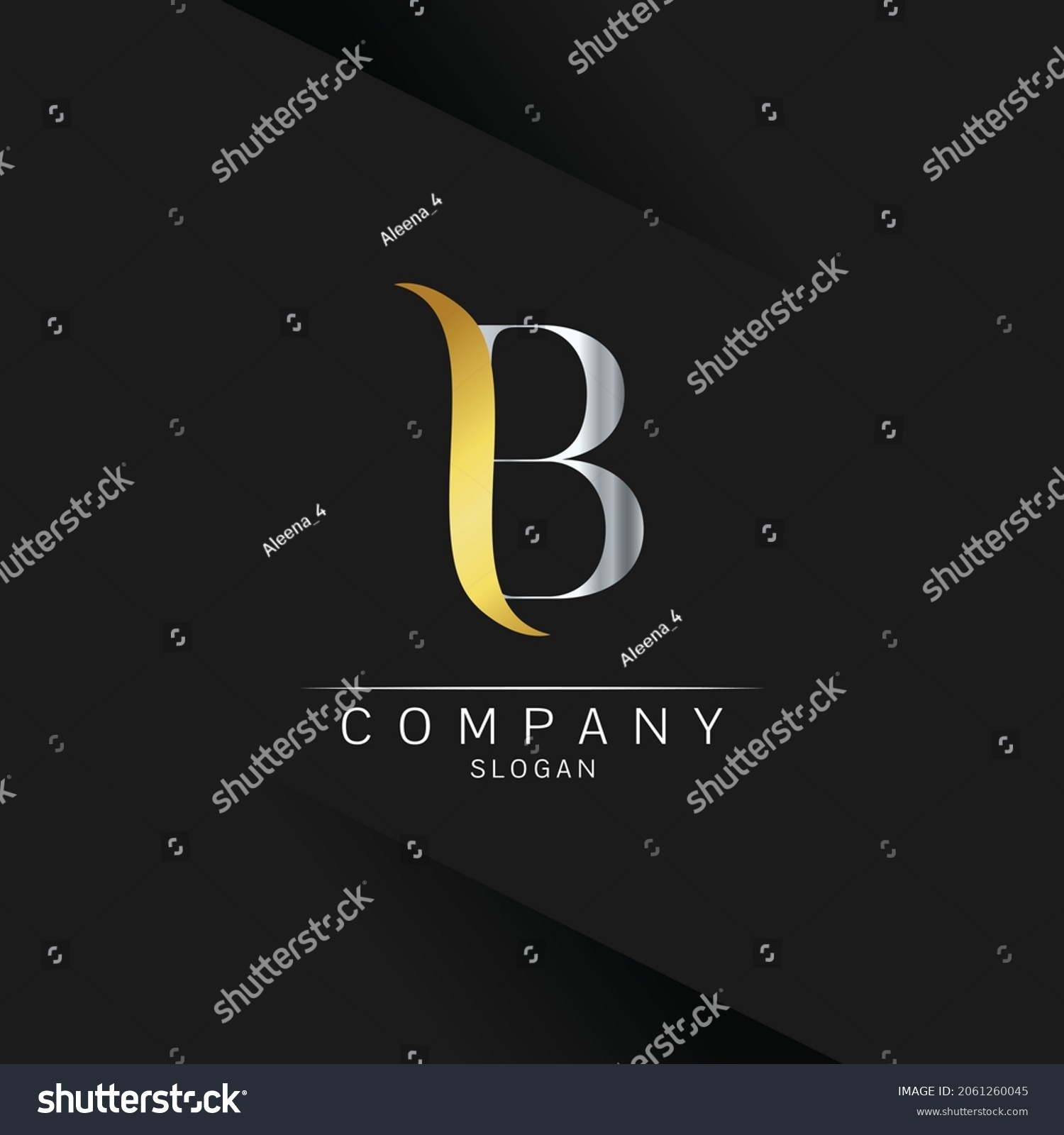 B Letter Logo Design Gold Silver Stock Vector (Royalty Free) 2061260045 ...