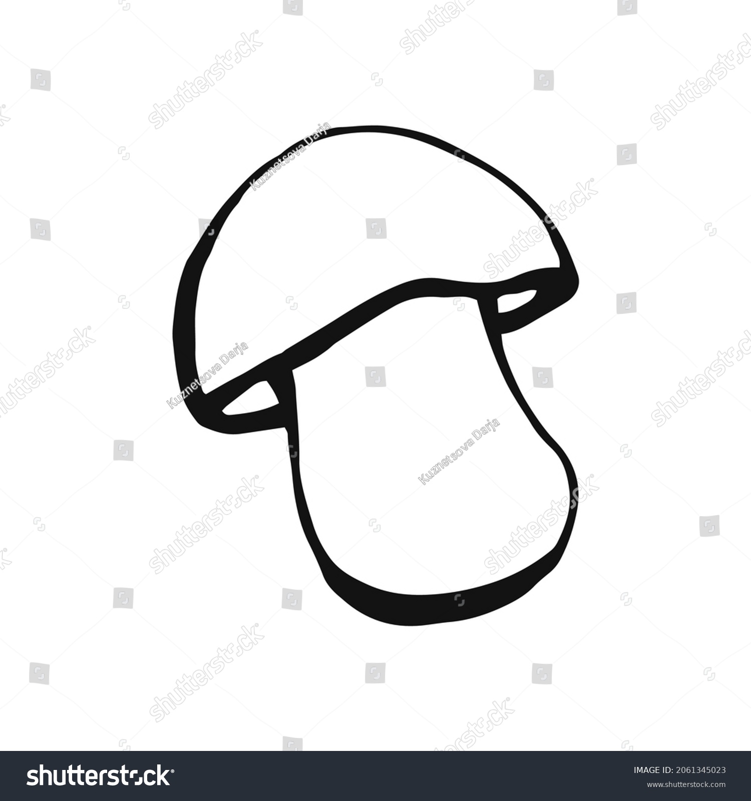 Hand Drawn Mushroom Outline Line Art Stock Vector (Royalty Free ...