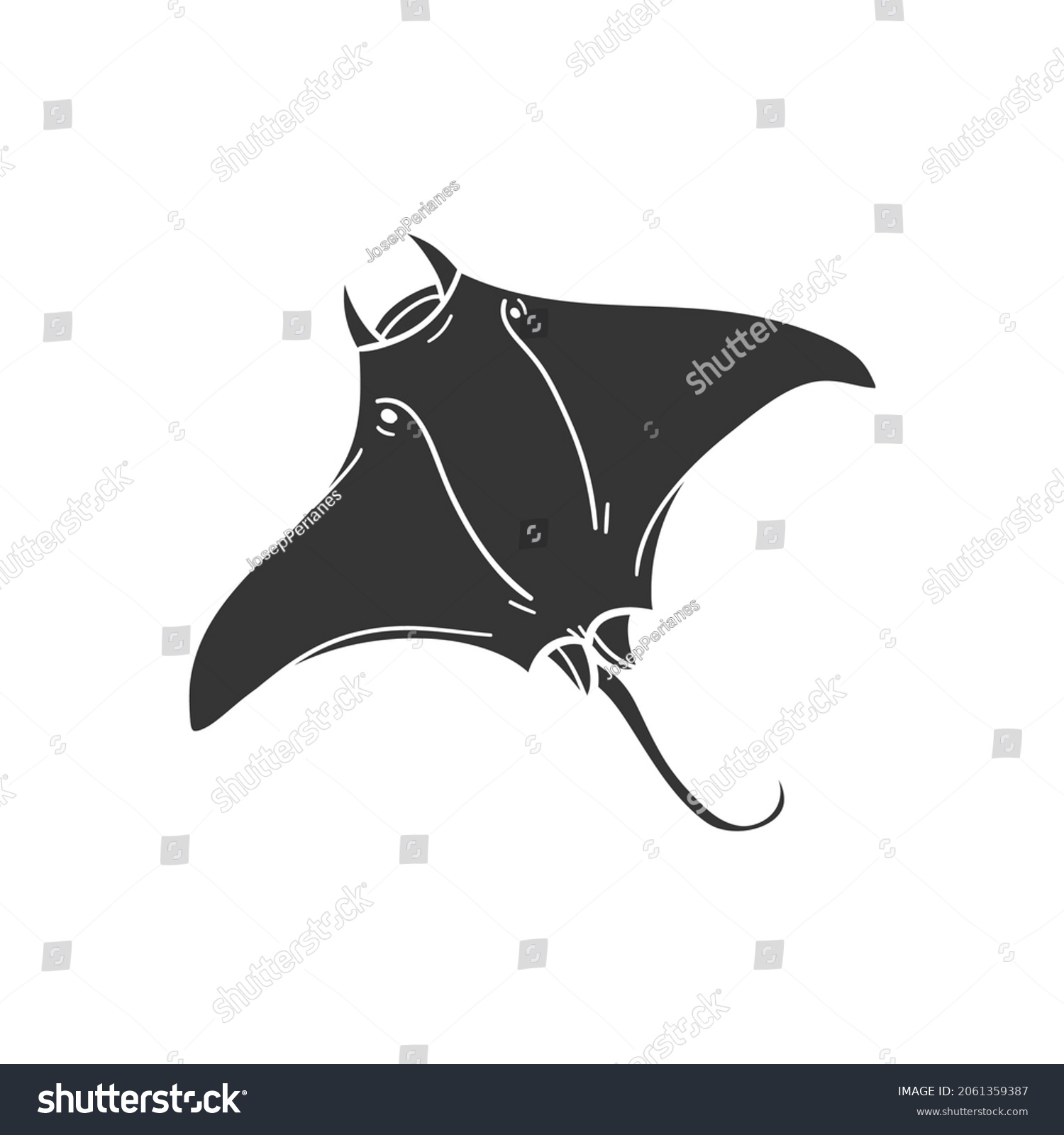 Manta Ray Icon Silhouette Illustration Underwater Stock Vector (Royalty ...