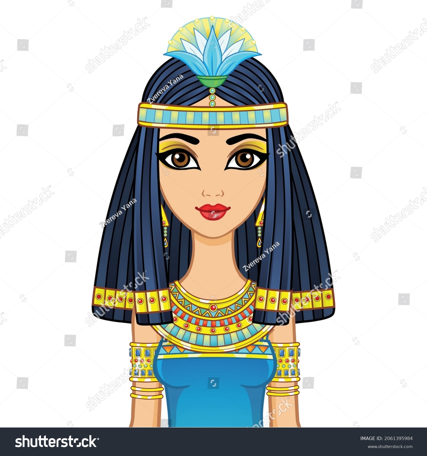 Animation Portrait Egyptian Girl Ancient Clothes Stock Vector (royalty 