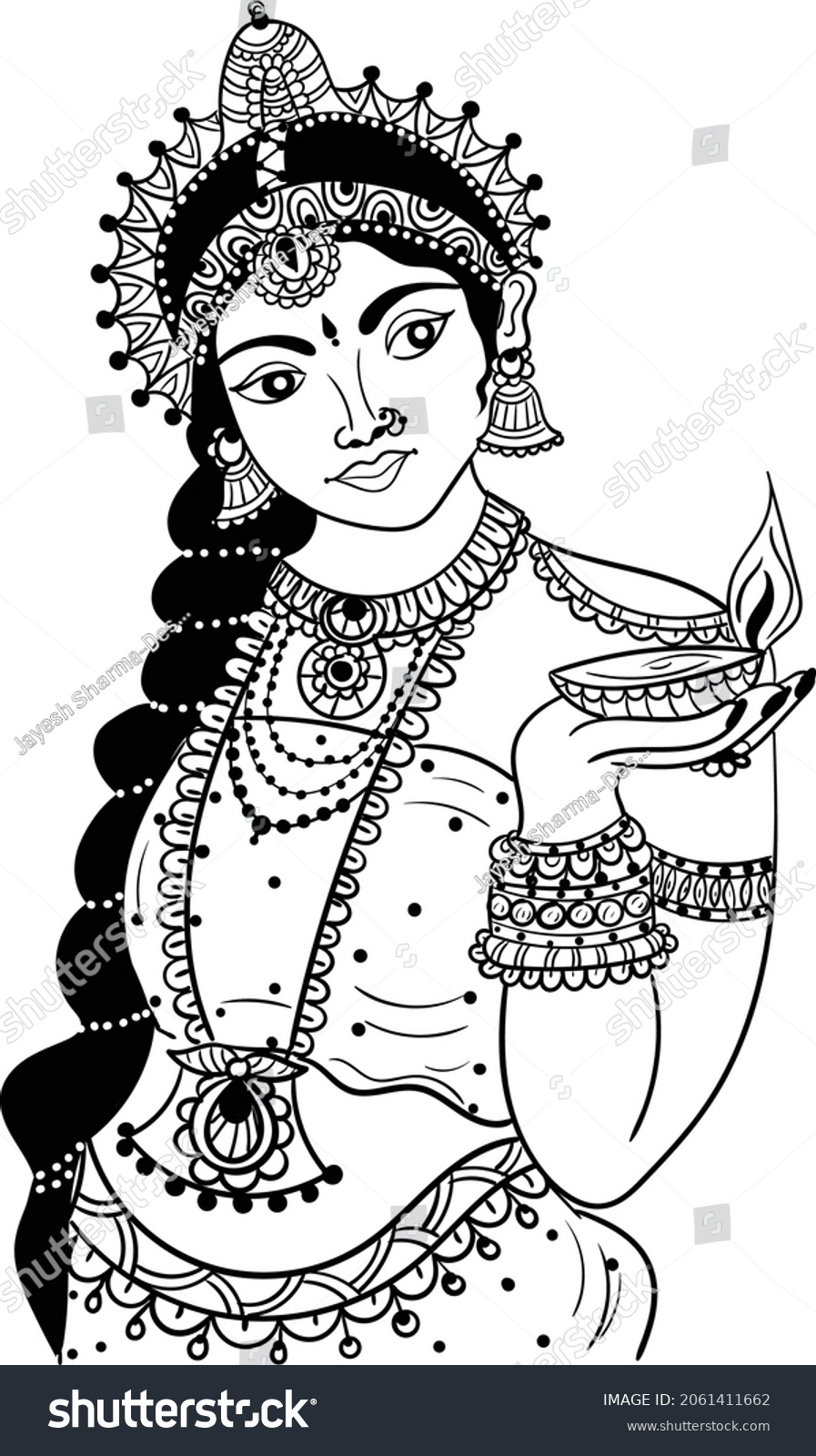 Indian Bride Diyalampin Her Hand Symbol Stock Vector (Royalty Free ...