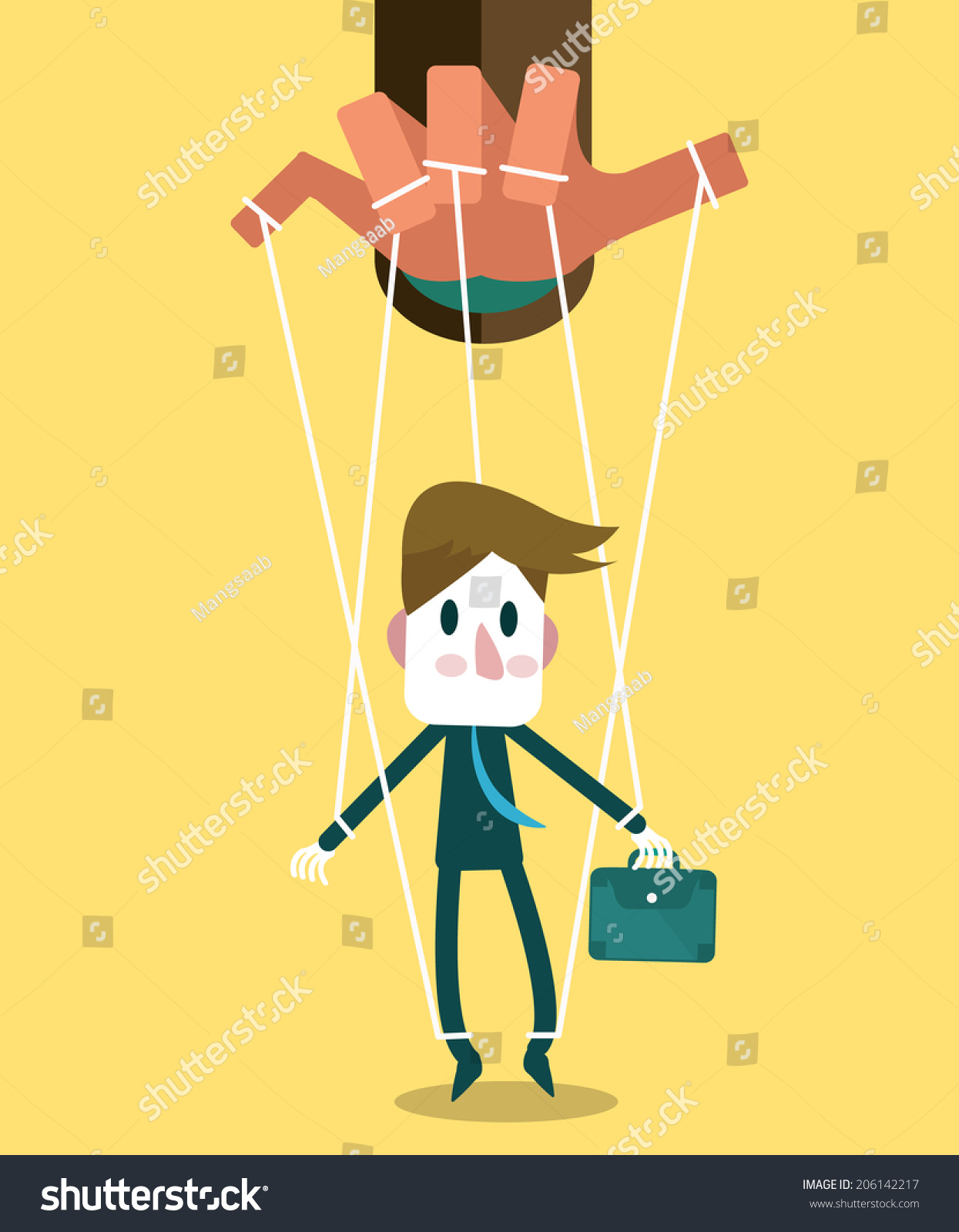 Businessman Marionette On Ropes Controlled Hand Stock Vector (Royalty ...