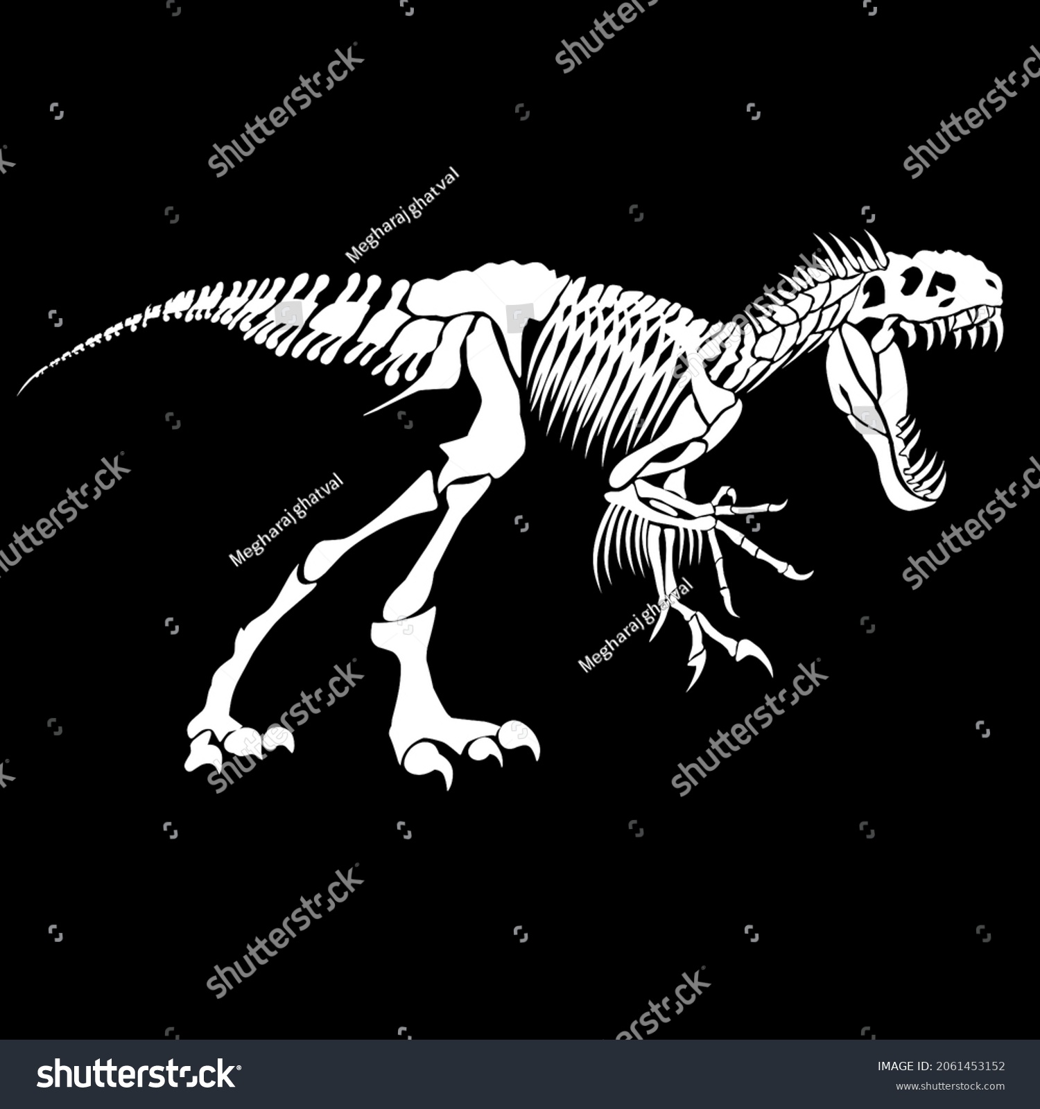 Vector Tyrannosaurus Icont Rex Dinosaur Skeleton Stock Vector (royalty 