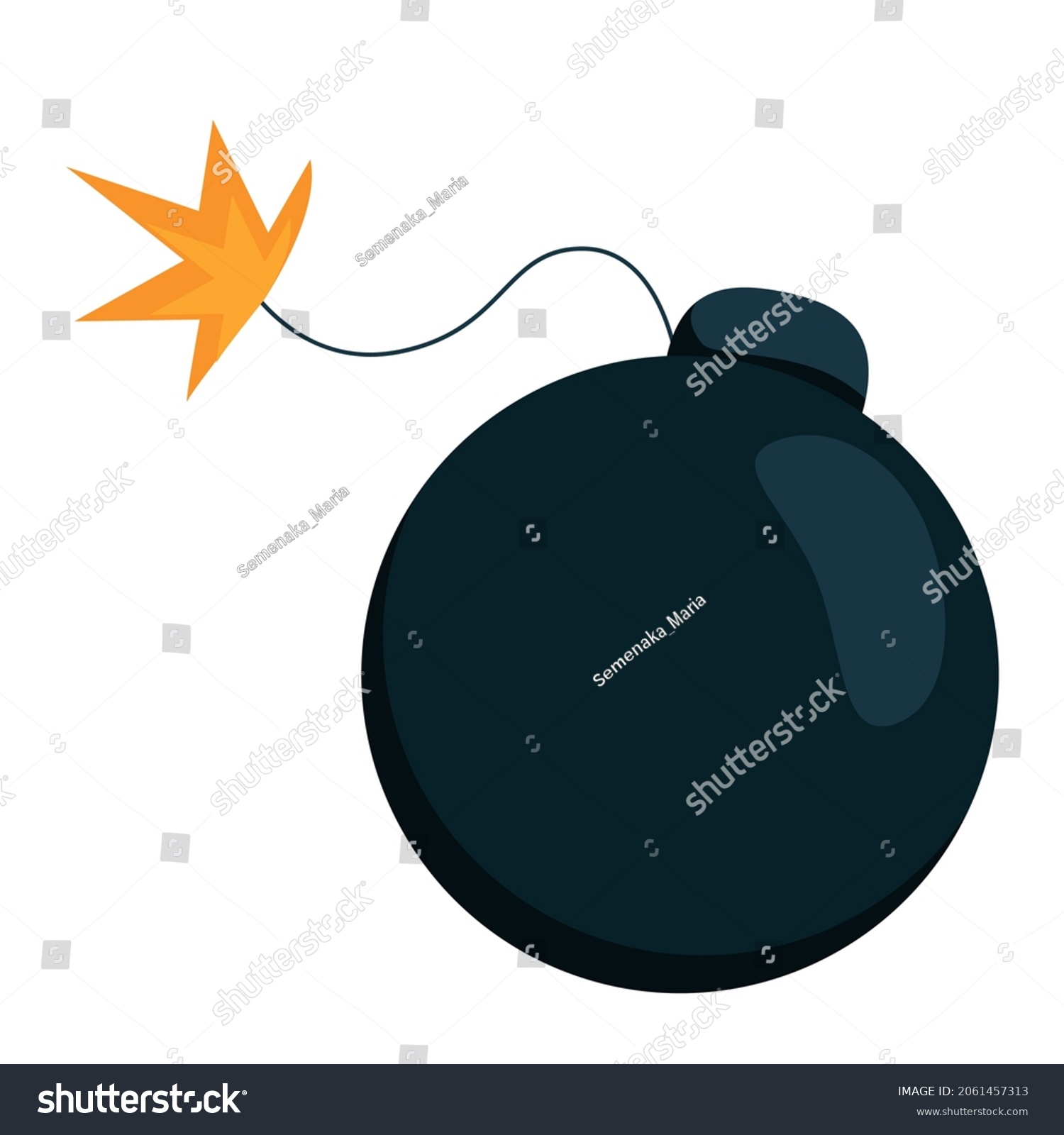 Black Round Bomb Burning Fuse Icon Stock Vector (Royalty Free ...