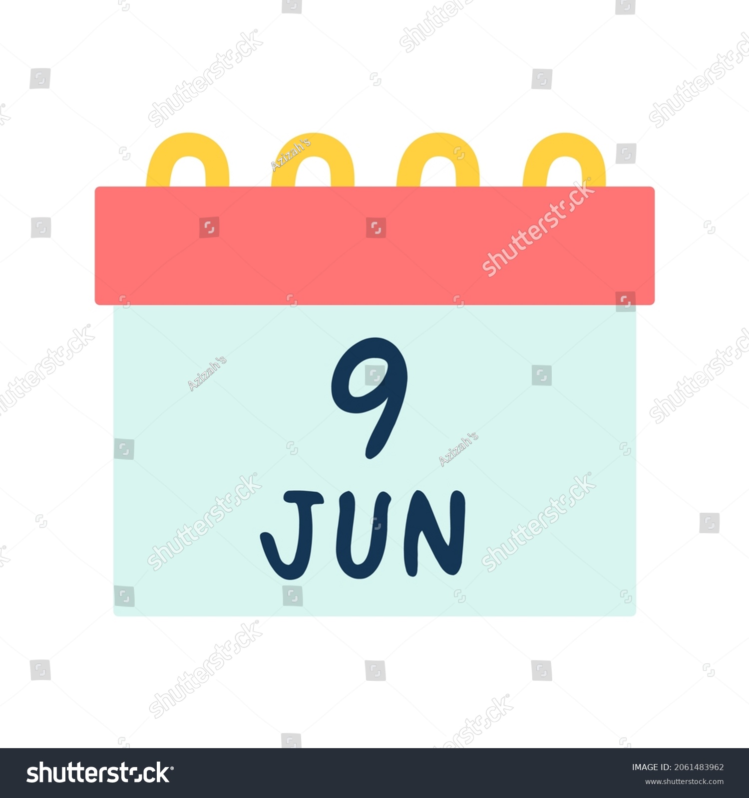 Calendar June 9 Illustration Isolated On Stock Vector (Royalty Free