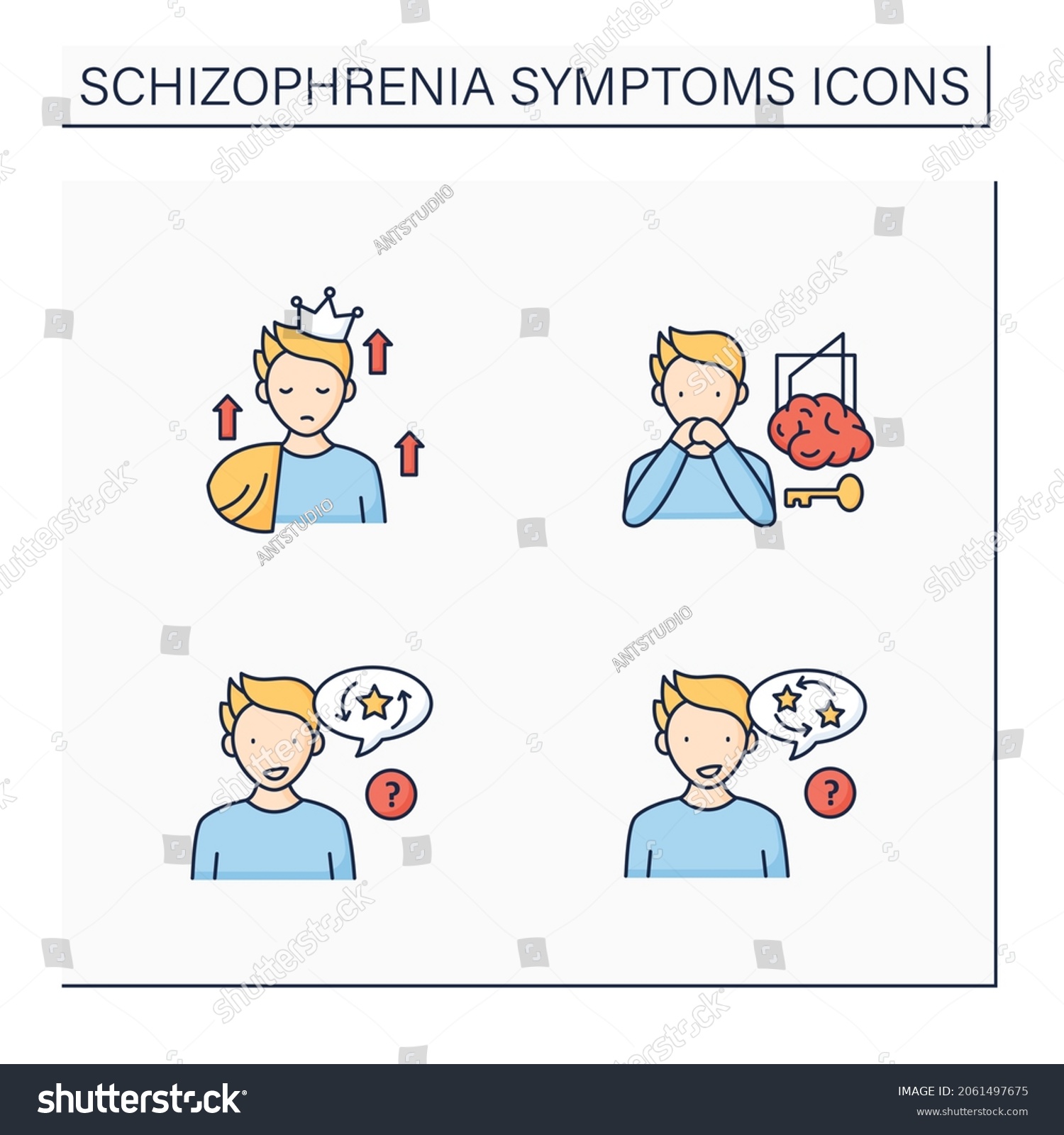 Schizophrenia Symptoms Color Icons Set Clang Stock Vector (Royalty Free ...