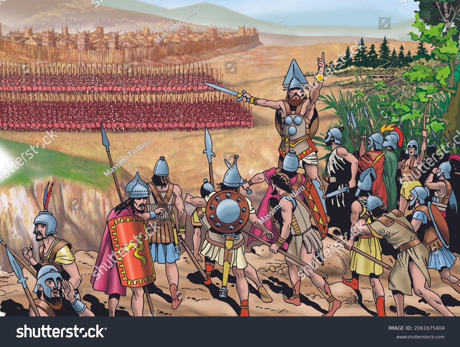 Ancient Greece Etruscan Army Attacks Greek Stock Illustration